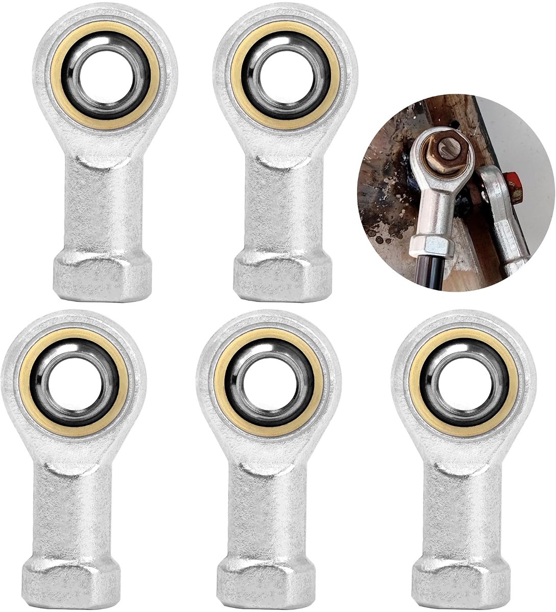 5 Stuks M8 Scharnierkop Lager,M8*1.25mm Rechtse Binnendraad,Zelfsmerend Kogelgewricht Stangkoppen,Unibalgewricht Gewrichtslager,Scharnierende Lager,Scharnierkoplager voor Steering Spoorstangeinden