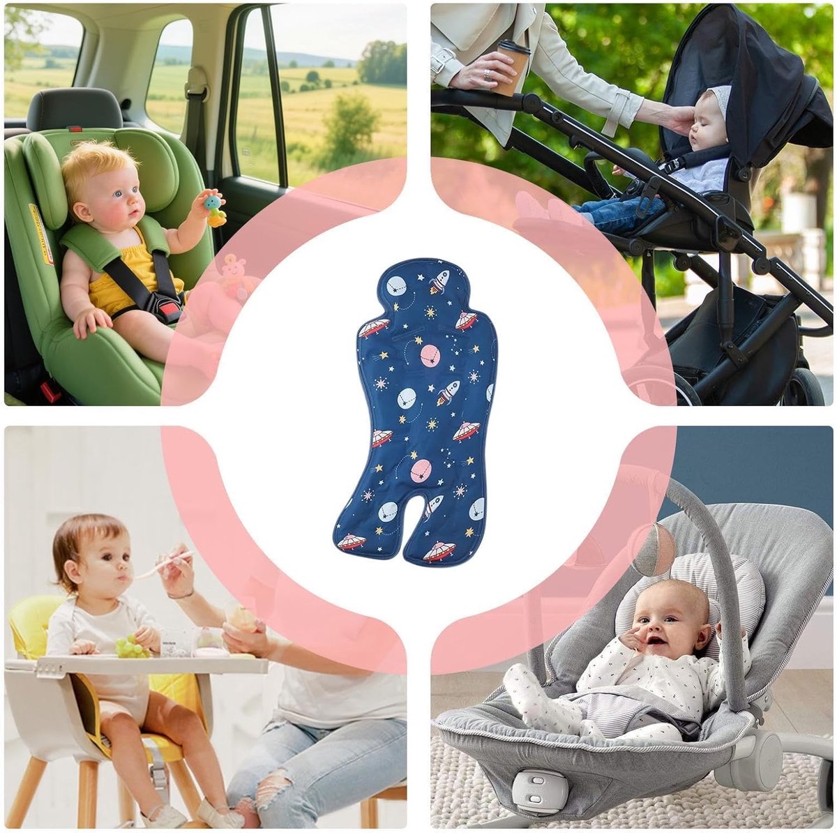 Kinderwagen Koelmat - Zomerkussen Kinderstoel - Kind Koel Houden - Natuurlijke Koeling Zonder Stroom - 68 x 33 cm - Blauw — cadeau in Cadeau-ideeën - foto 5