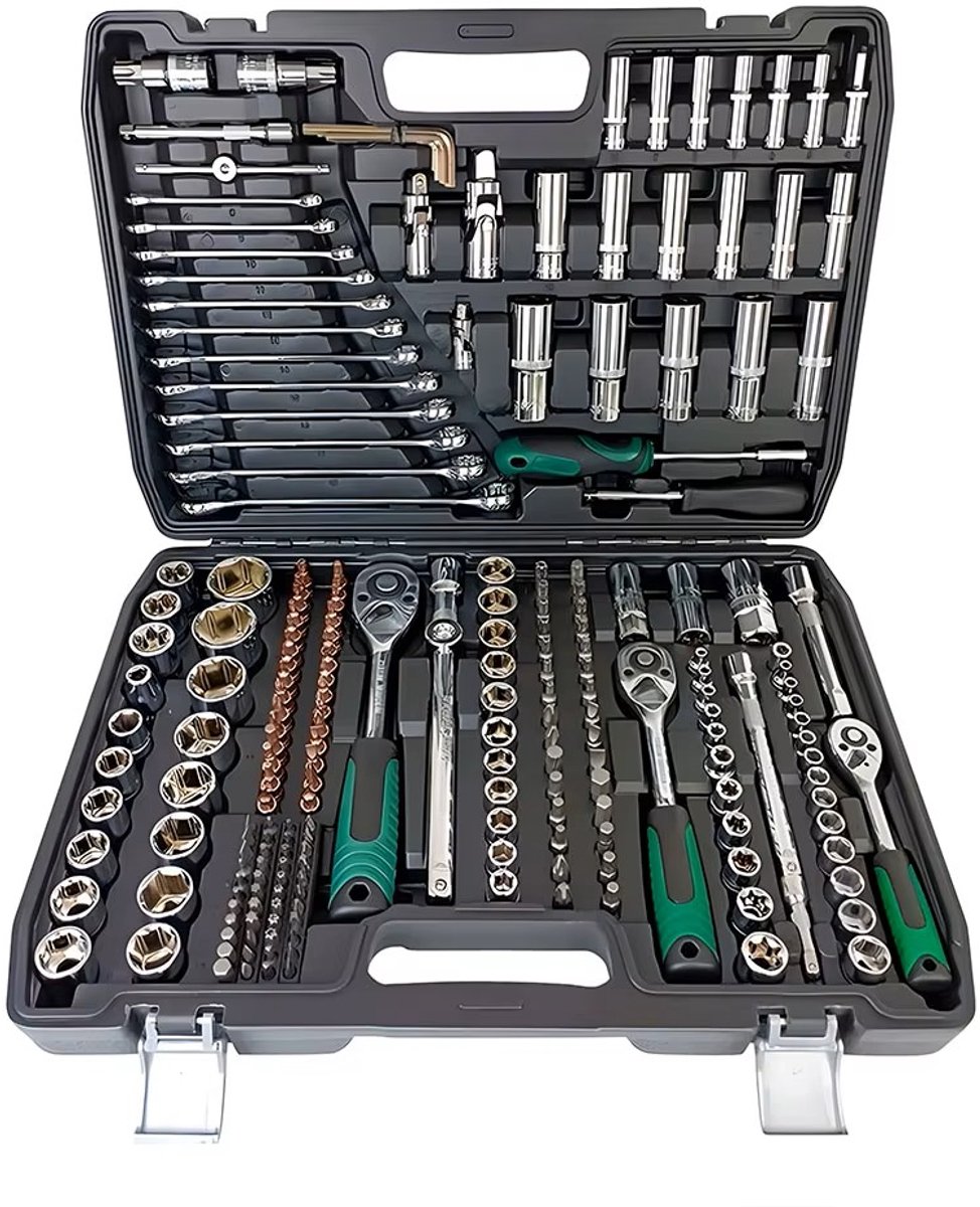 Gereedschapsset - Monteurs set - Auto onderhoud - 216-delig - 1/4 3/8 1/2 - Zilver