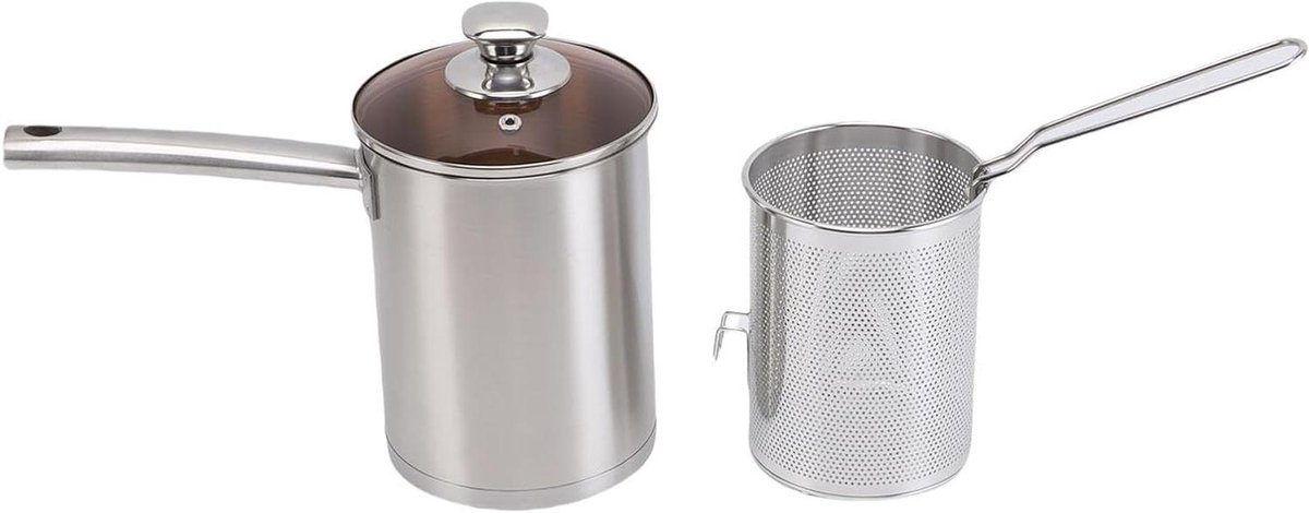Mini Frituurpan - Compacte Friteuse - Thuis Frituren - Met Oliefiltermand - 24 x 33 x 17 cm - Zilver