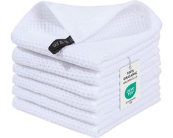 SnelShoppen - Moosfor Theedoeken 100% Katoen 30x30 cm - Zachte Absorberende Keukendoeken - Pluisvrije Vaatdoeken - 6 Stuks Wit voor Keuken en Huishoud