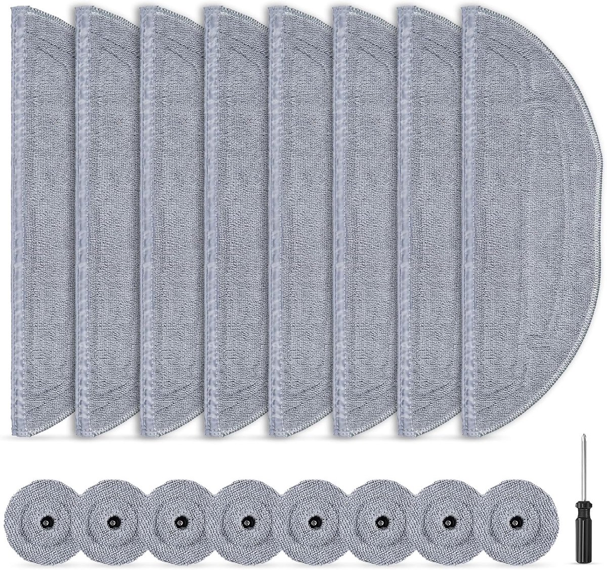 16 stuks schoonmaakdoeken voor Roborock S8 Maxv Ultra stofzuigerrobot, microvezel VibraRise 3.0 schoonmaakdoekjes accessoires, 8 schoonmaakdoeken en 8 randschoonmaakdoeken met 1 schroevendraaier