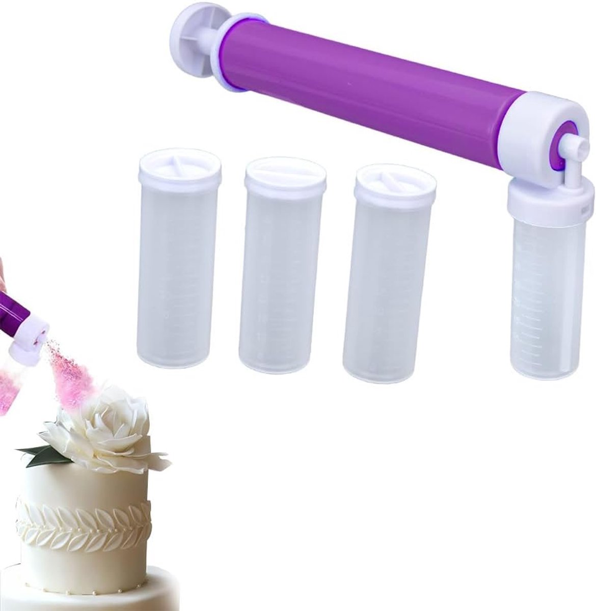 handmatige airbrush, decoreren handmatige airbrush, taart, handmatige airbrush pomp, handmatige airbrush om te decoreren, handmatige airbrush, met 4 spuitflessen, voor het decoreren van cake,