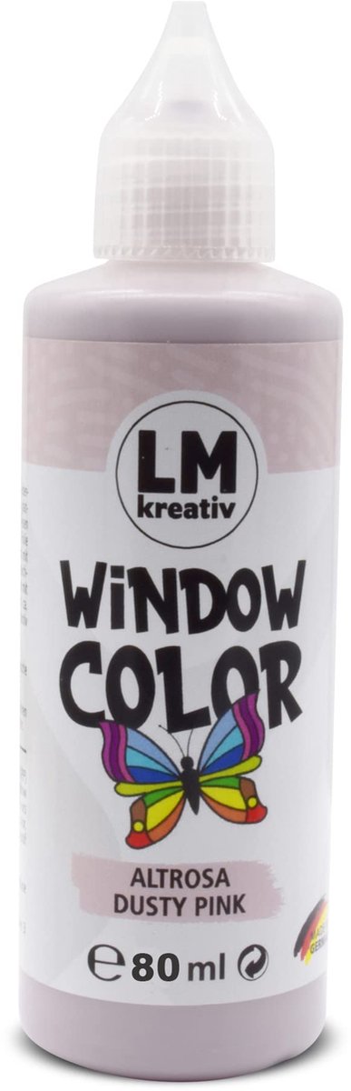 LM-Kreativ Window Color raamverf - 80 ml - oudroze - op waterbasis en niet giftig