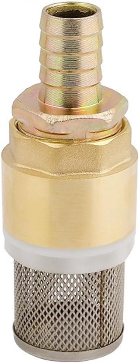 Zuigfilterset, 3/4 inch, messing voetventiel met terugslagventiel en zuigmand, slangmondstuk en slangklem