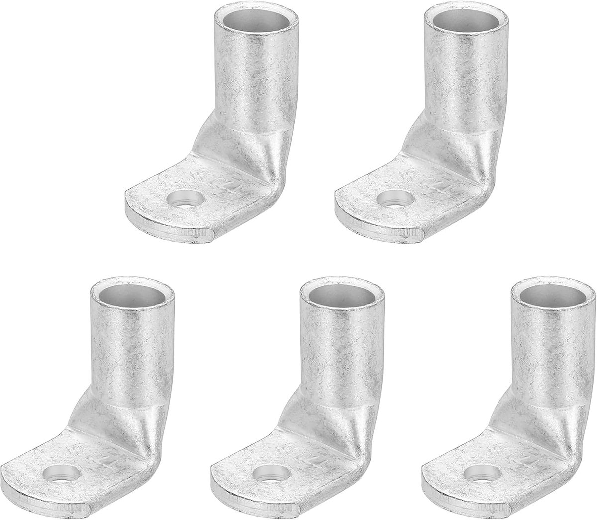 4/0AWG - accukabelklemmen van koper, 90 graden, ringverbinder, koperen ogen voor scheepselektrovoorziening (zilver, 5 stuks)