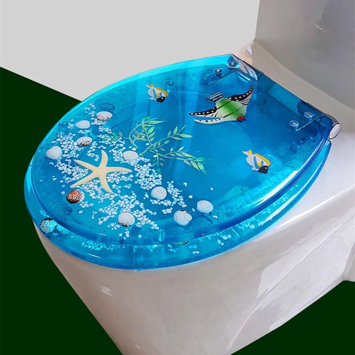 Toiletbril - Toiletdeksel - Hygiënisch Zitten - Echt Schelp en Zand - 50L x 30W cm - Multicolor
