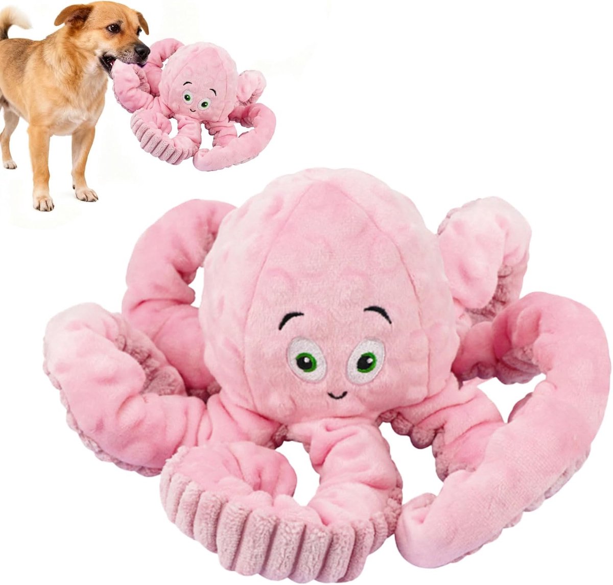 piepend, interactief pluche octopus, trekspeelgoed, onverwoestbaar, puppyspeelgoed voor kleine, middelgrote en grote honden, elastische poten, kauwspeelgoed voor huisdieren