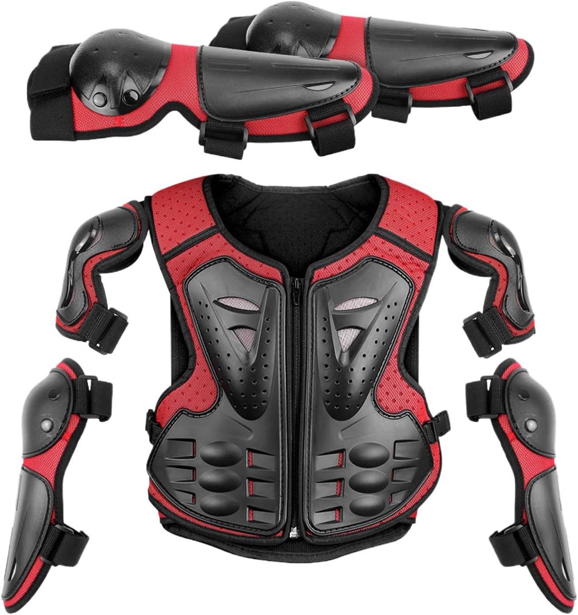 Motorfiets Beschermingsvest - Motorcross Uitrusting - Veilig Motorrijden - Schokabsorberend Materiaal - Unisex - Rood