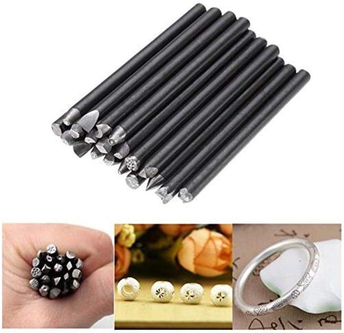 20 stuks gesorteerde punches voor sieraden bloem stempel stempel stempel stempel stempel stempel stansgereedschap