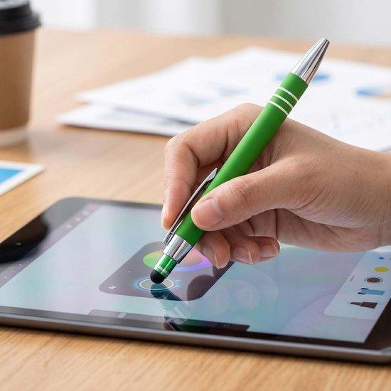 12 stuks multifunctionele tabletpen, 2-in-1 balpen met touchscreen-pen, balpen met touchpen aan de voorkant, voor tablets en smartphones — afbeelding 4