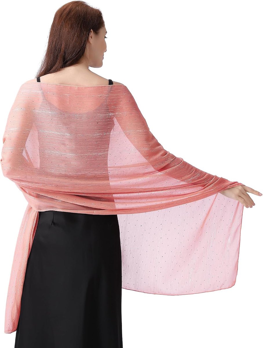 Sjaalwraps voor dames - chiffon sjaal voor vrouwen sprankelende steentjes voor banketten, bruiloften en formele gelegenheden.