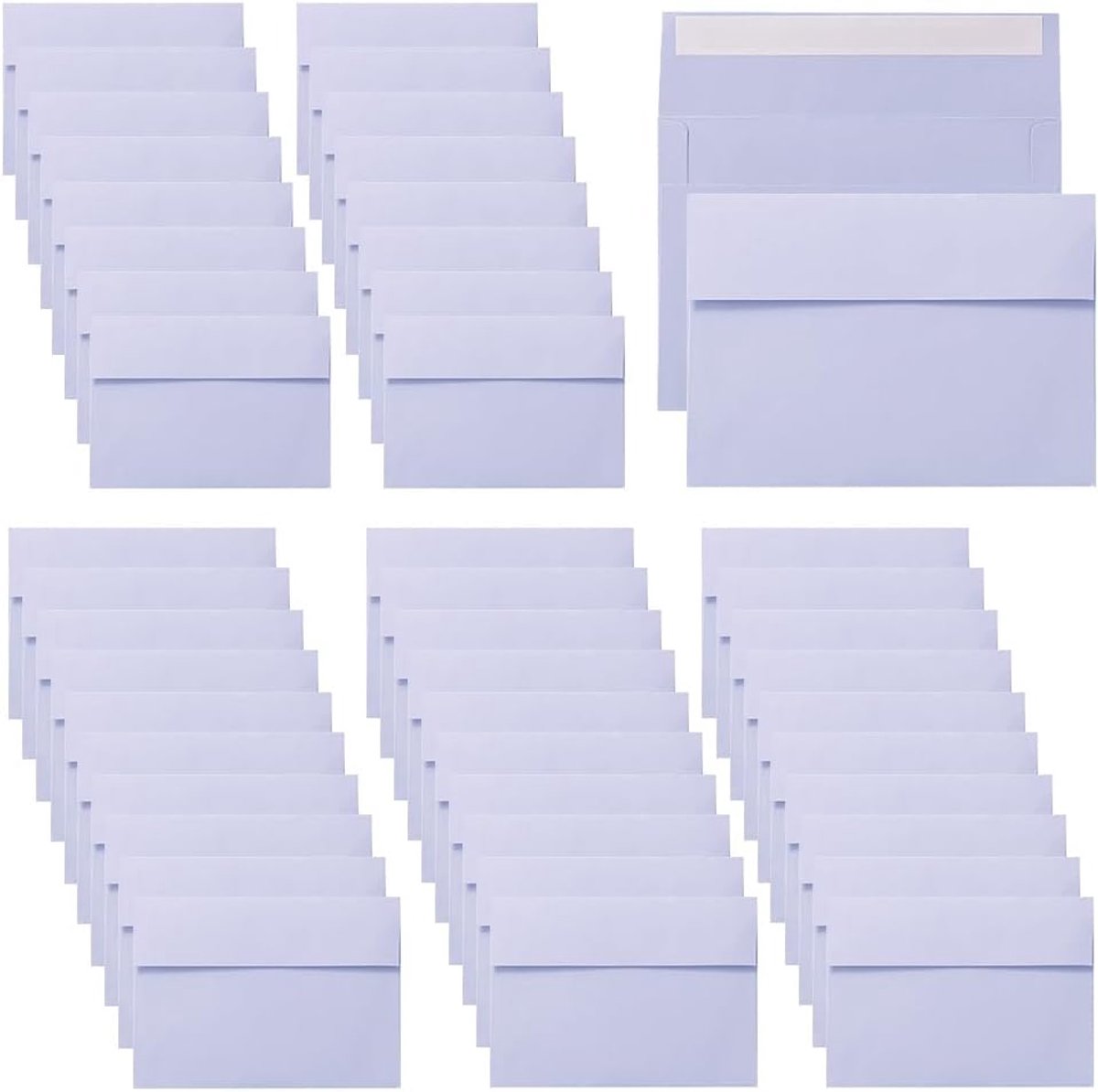 50 Stuks Zelfklevende Enveloppen, voor Bruiloften en Feestdagen | Papier, Om Zelf Te Versieren, Glad Oppervlak, 18,3 x 13,1 cm, Geschikt Voor Wenskaarten en Uitnodigingen (Light Purple)