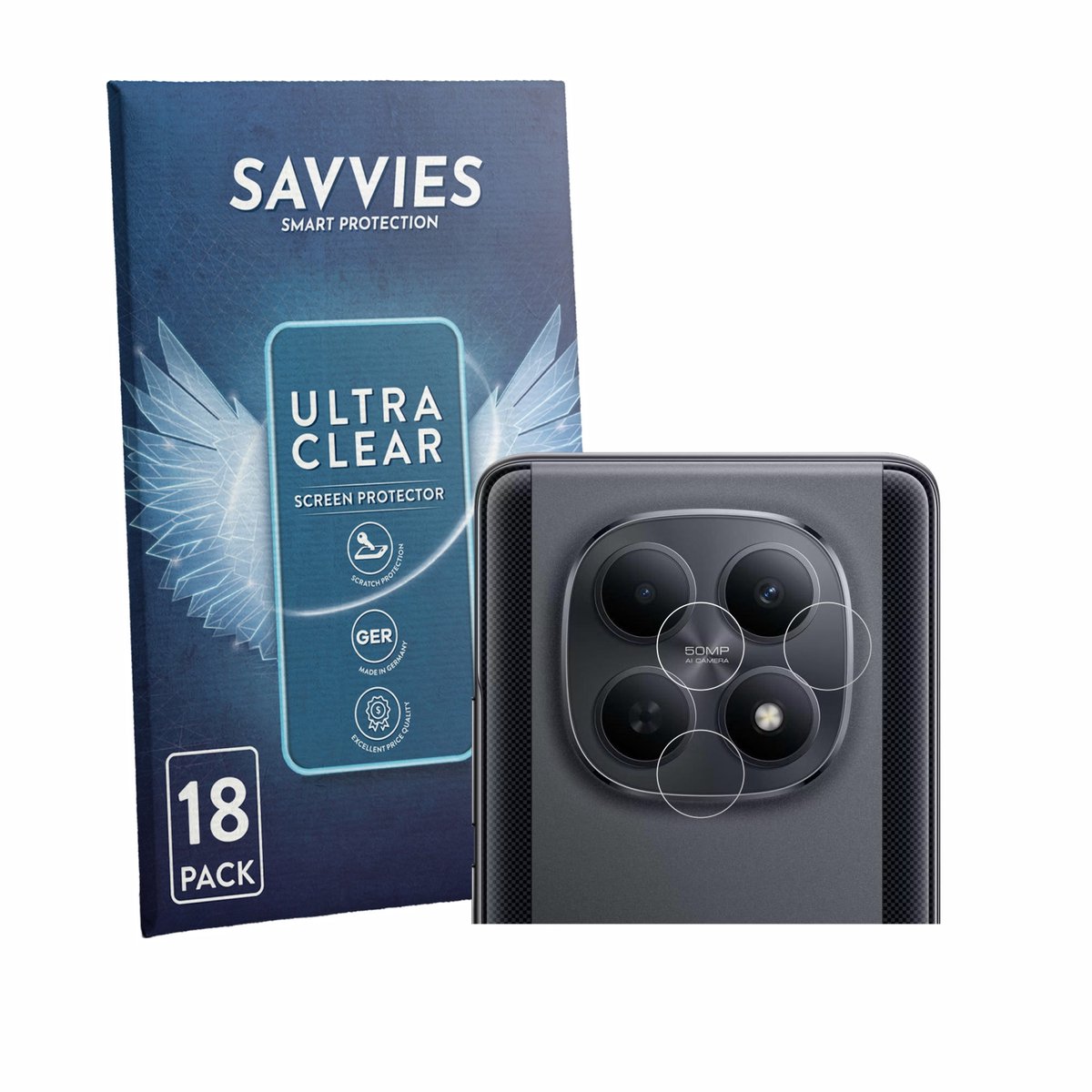 Savvies - Screenprotector voor Xiaomi Poco M8 (ALLEEN Camera) - Folie Beschermfolie transparant 18 Stuks