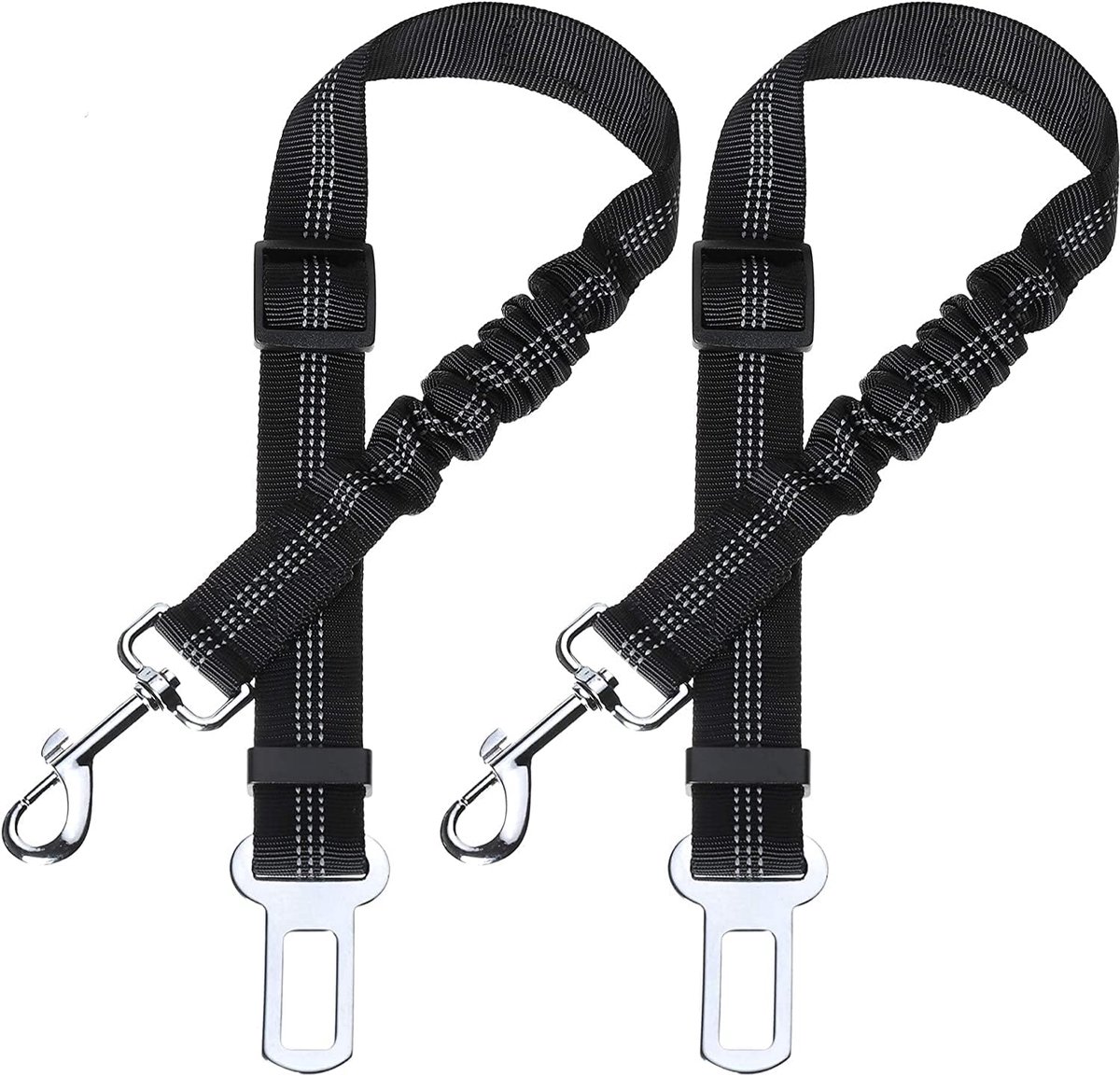 Hondenveiligheidsgordel voor de auto, 2 stuks hondenveiligheidsgordels met elastische schokdemping en sterke karabijnhaak, verstelbare hondenriem, hoogste veiligheid, veiligheidsgordel,
