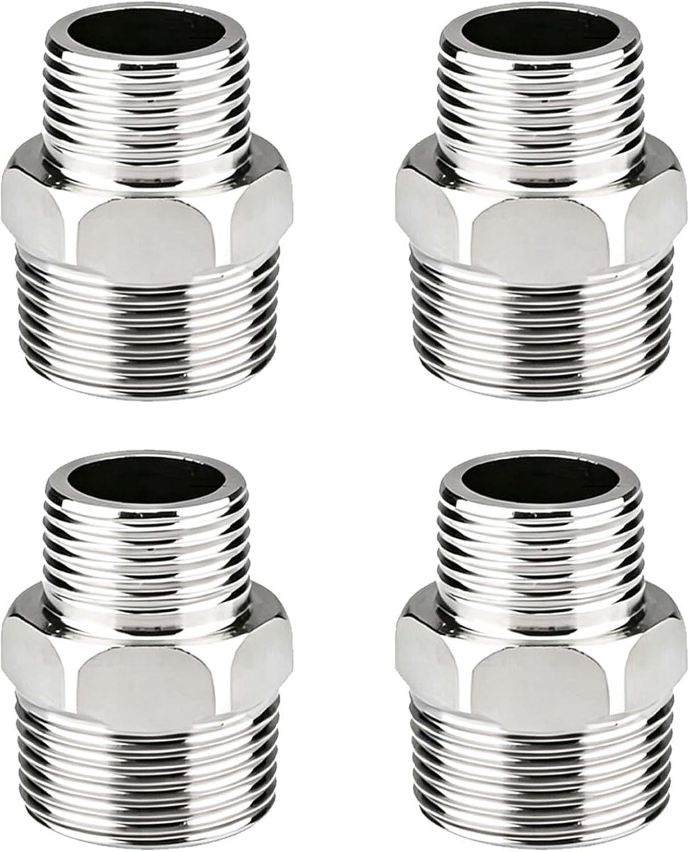 duoyif Roestvrij stalen dubbele nippel, verloopstuk, overgangsnippel voor waterleiding, buisaansluiting, adapter (20 mm x 25 mm)