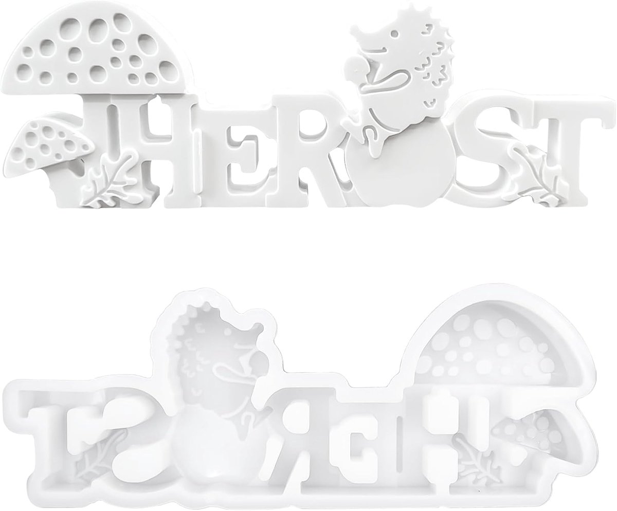Siliconen gietvormen voor herfst, gietvormen, siliconen om te gieten, siliconen vorm herfst met egel, paddenstoel, siliconen vorm, Halloween, voor doe-het-zelf herfstdecoratie, knutselen, gips