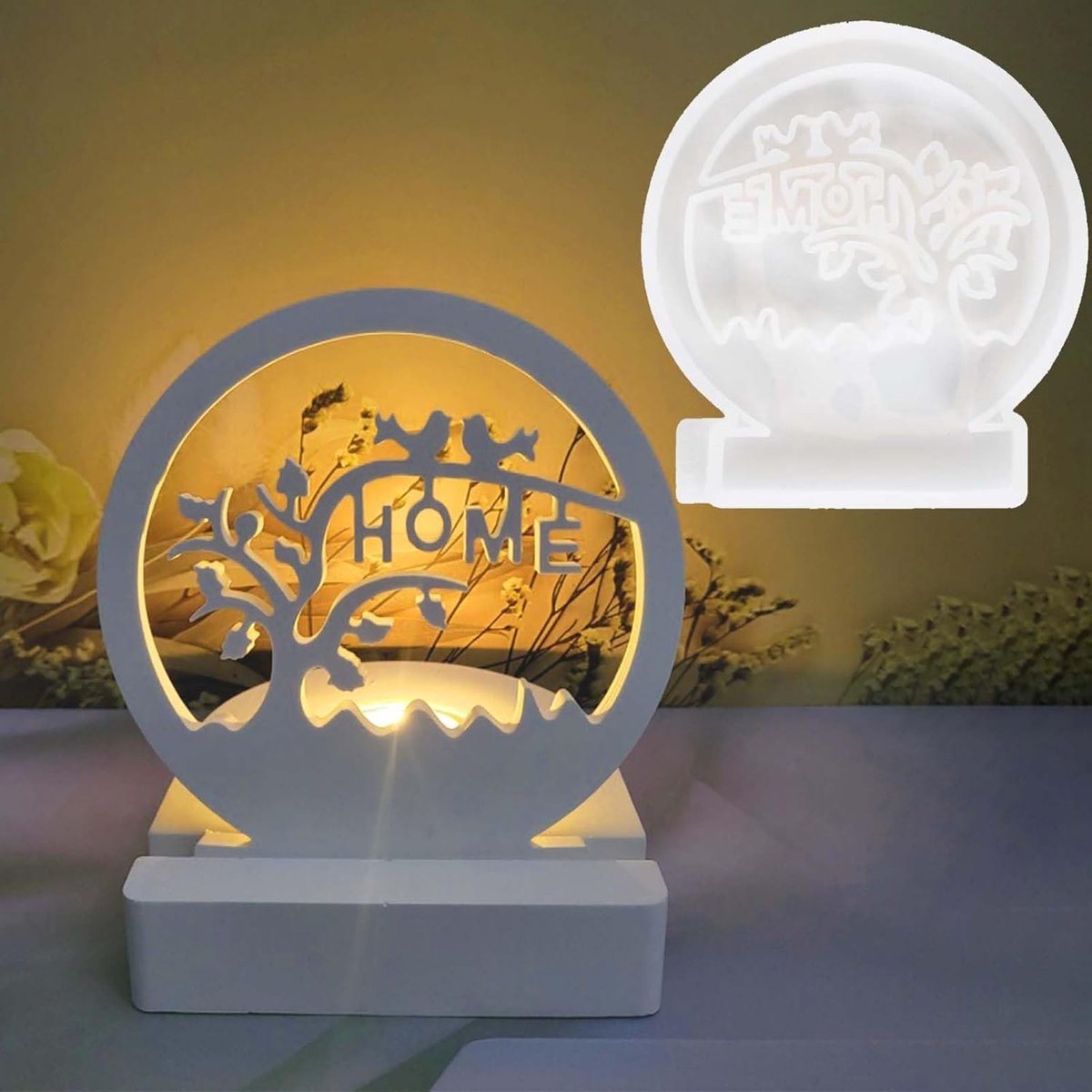 Kaarsvormen van siliconen met letters Home, Tree of Life Candle siliconen vormen, kaarsvormen, doe-het-zelf kaarsenset, 3D-siliconen kaarsenhouder, siliconen gietvormen