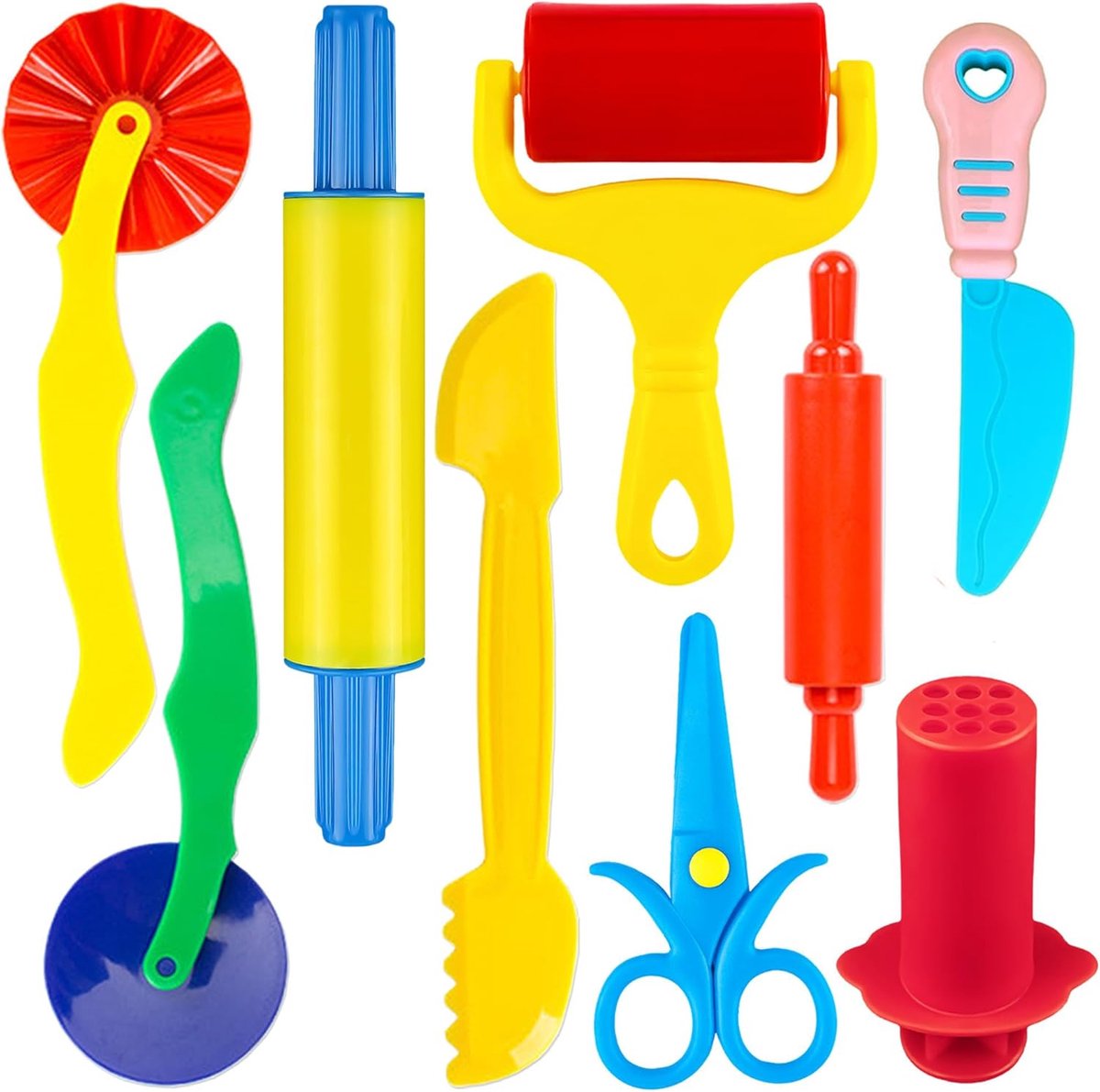 9 stuks knewdete accessoireset, klei, kinderschaar, plasticine gereedschap, kneedgereedschap, educatief speelgoed, cadeau voor jongens en meisjes, doe-het-zelf kneedmassa