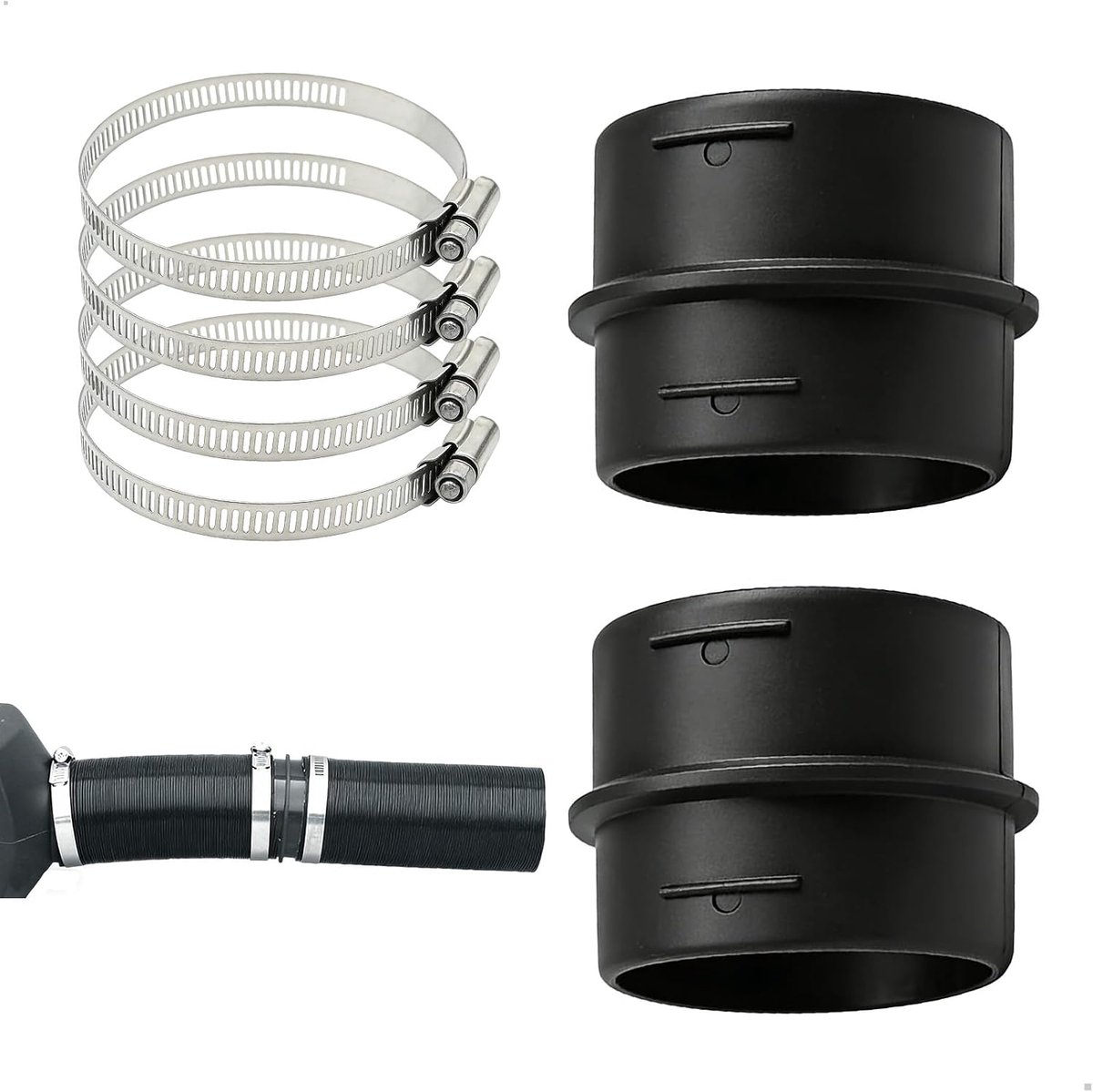 rond kanaal buis 75 mm, 2 stuks verbindingsstuk ventilatiebuis