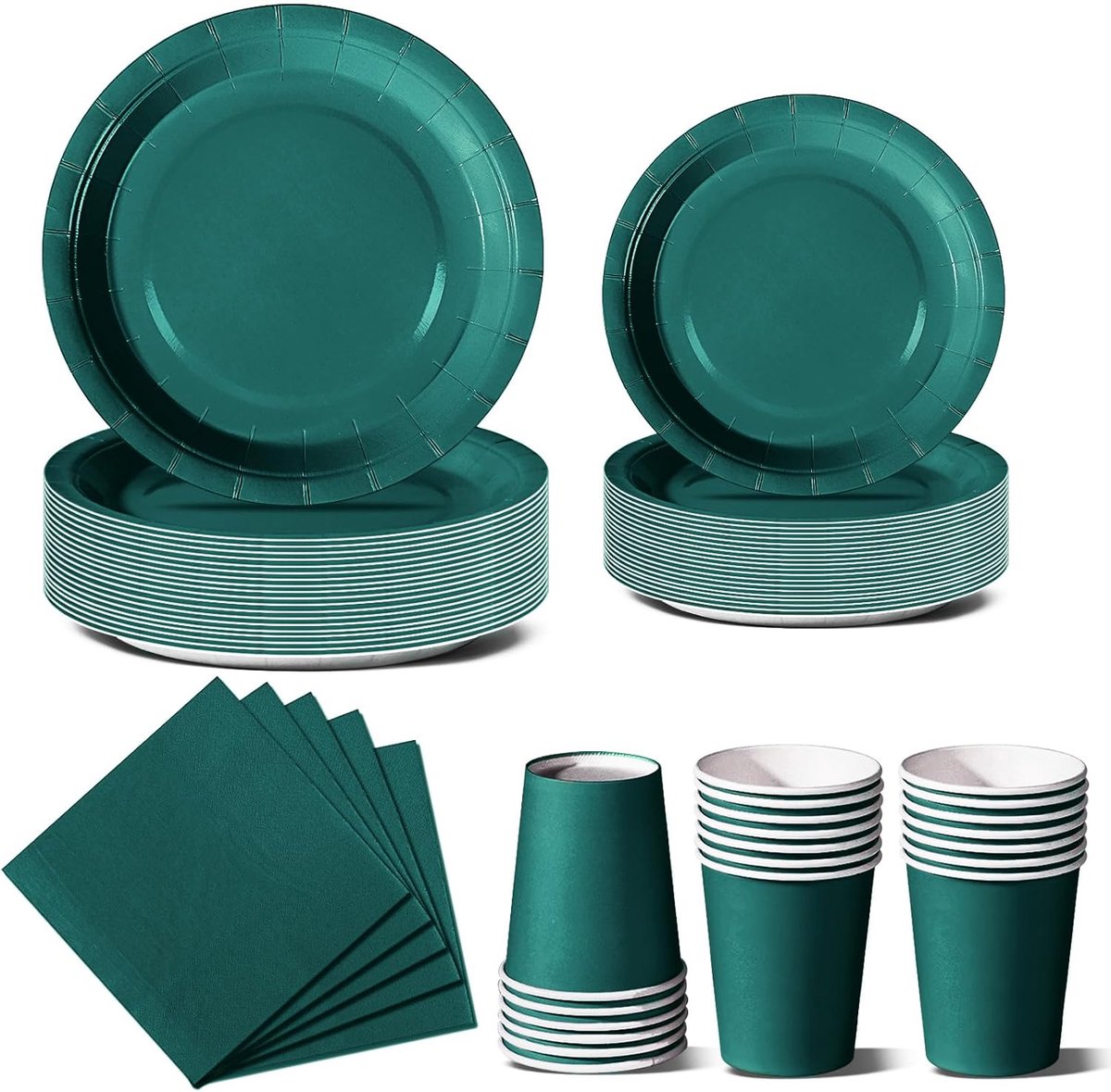 Dambini Partyservies, 96 stuks, groen, decoratie voor meisjes, verjaardag, dambini, feestartikelset, inclusief wegwerpborden en papieren gooien, feestbekers, servetten voor 24 gasten