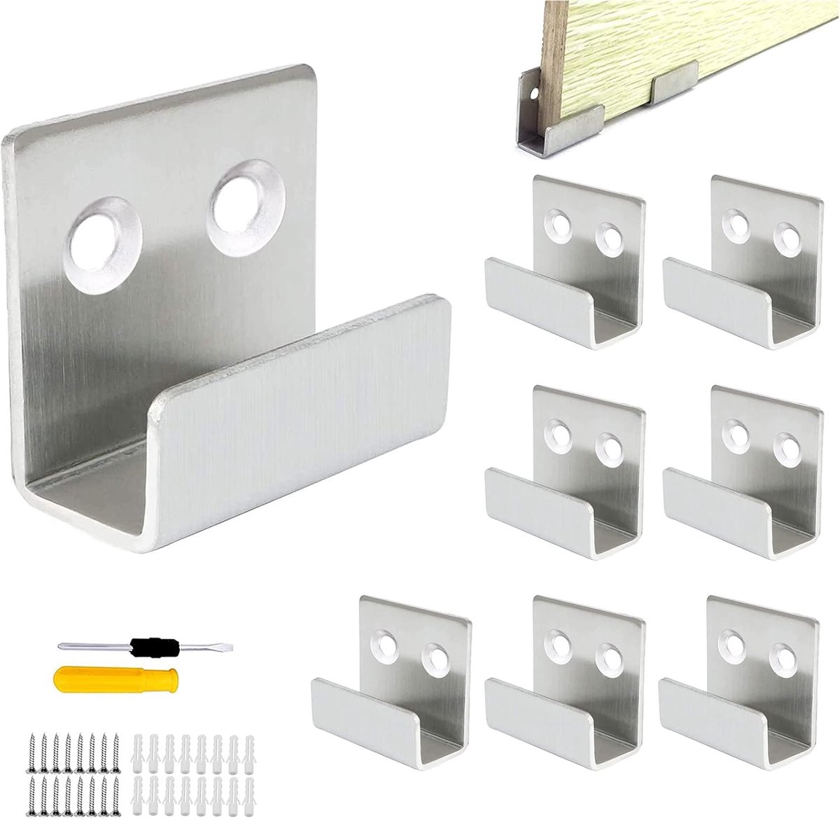 8 stuks haken garderobe, zware belasting, roestvrij staal, zware