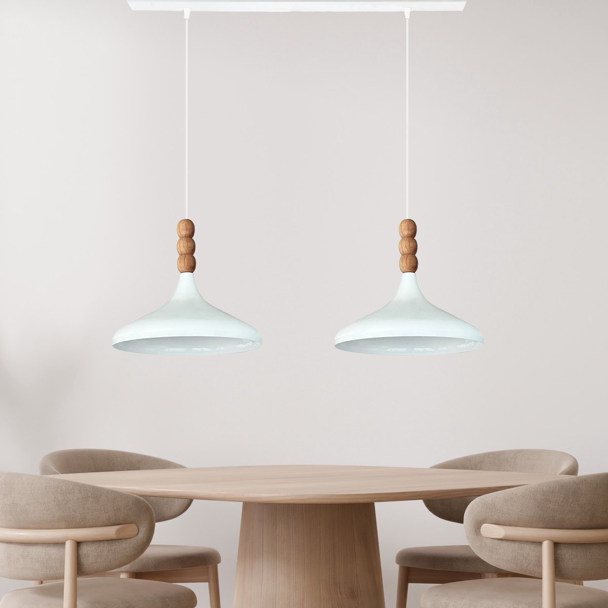 Bamyum Champion hanglamp, industriële Modern stijl, Ø35 cm, wit metalen lamp