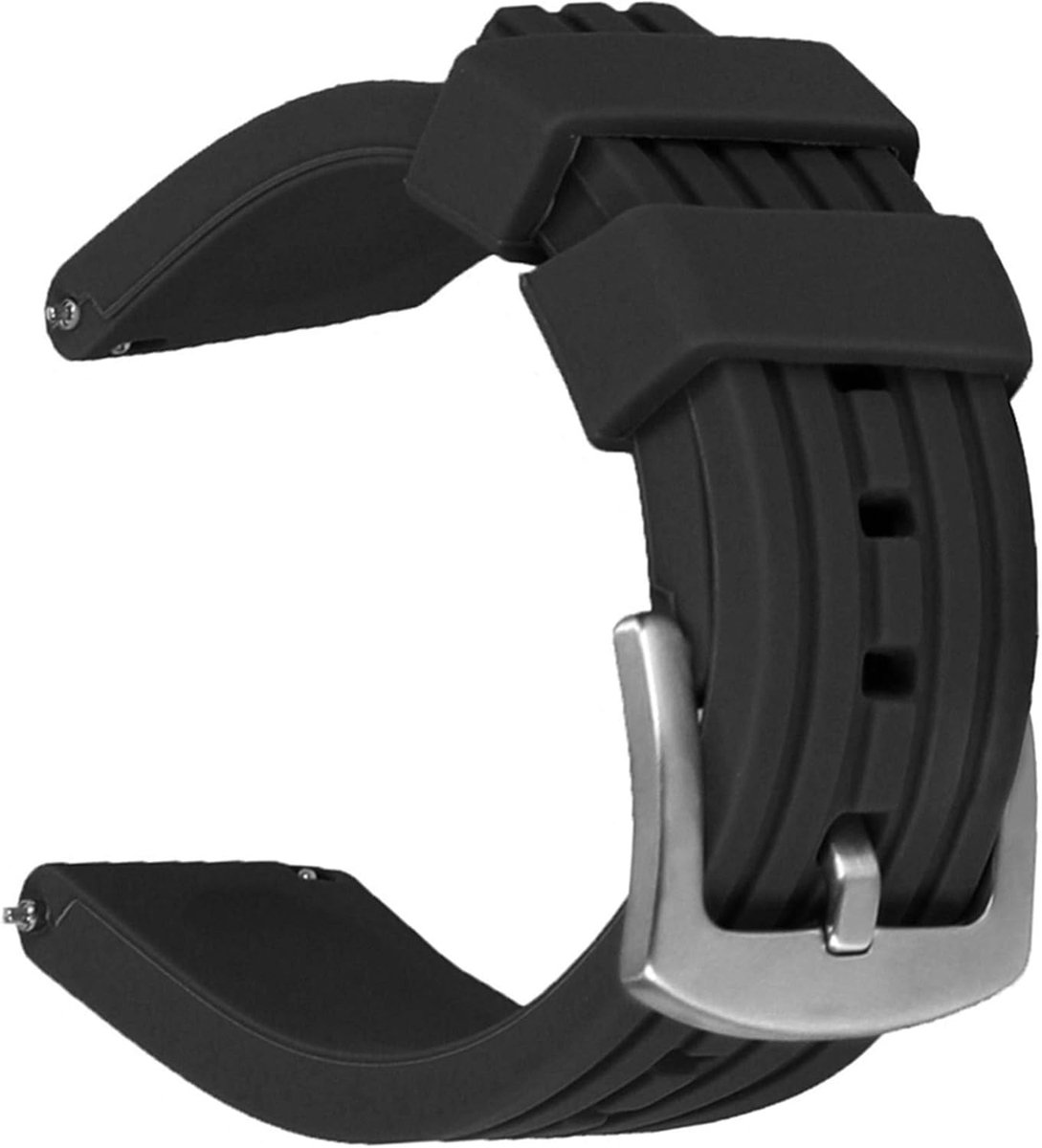 horlogeband van siliconen, zwart, blauw, met rechte gesp, snelle