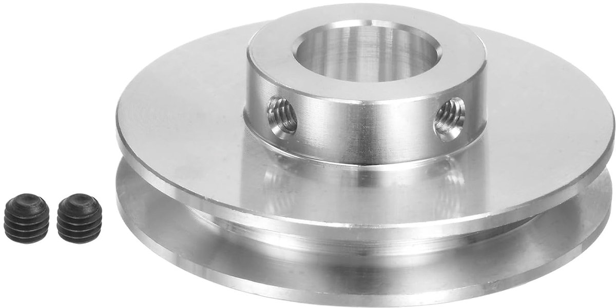 V-riemschijf met 14 mm ID en 50 mm OD, enkele groef, aluminiumlegering, voor 3-5 mm ronde banden, PU-as voor boormachines