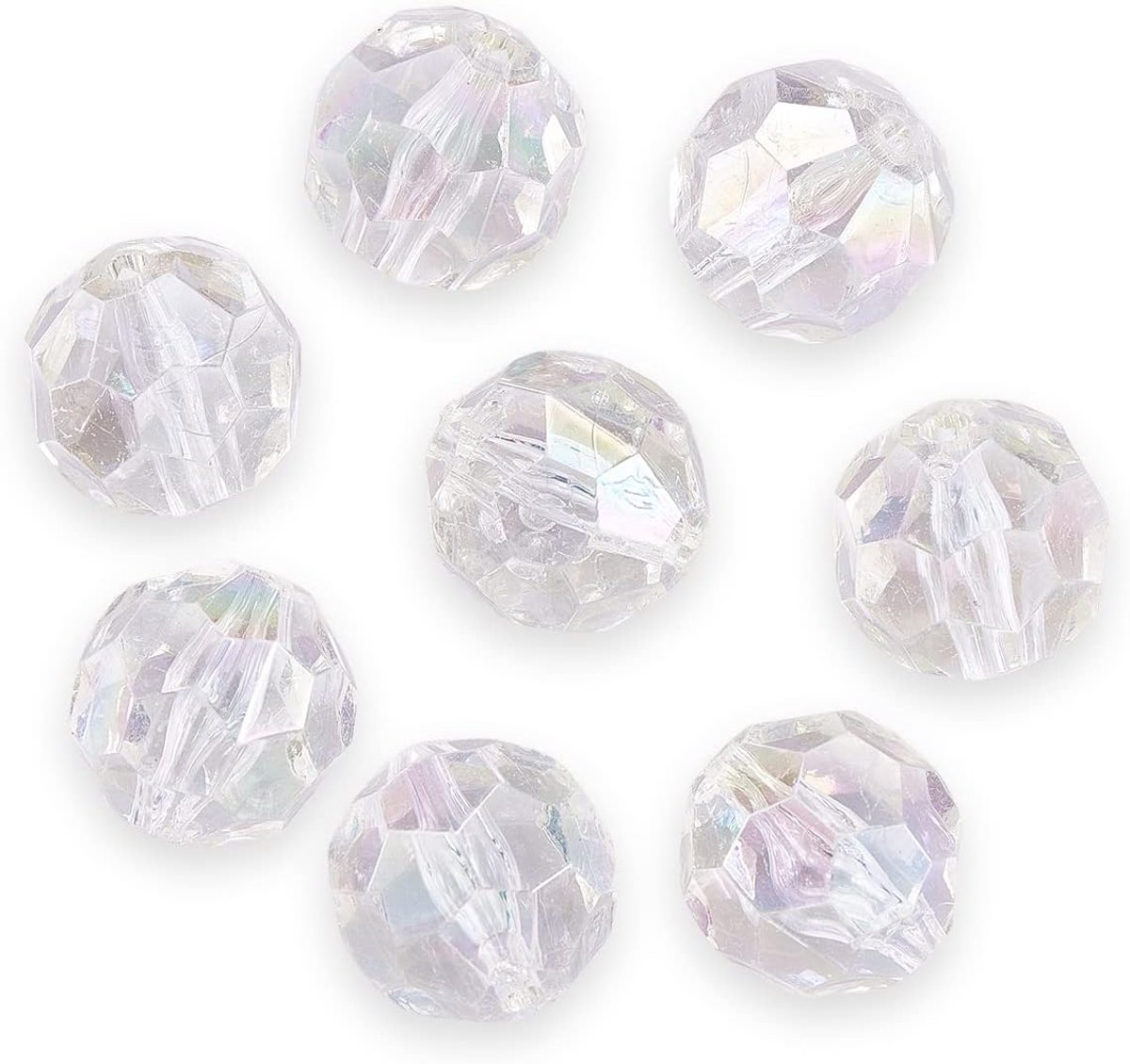 10 Stuks 20Mm Clear Acryl Grote Kralen Facet Ab Kleur Plated Ronde