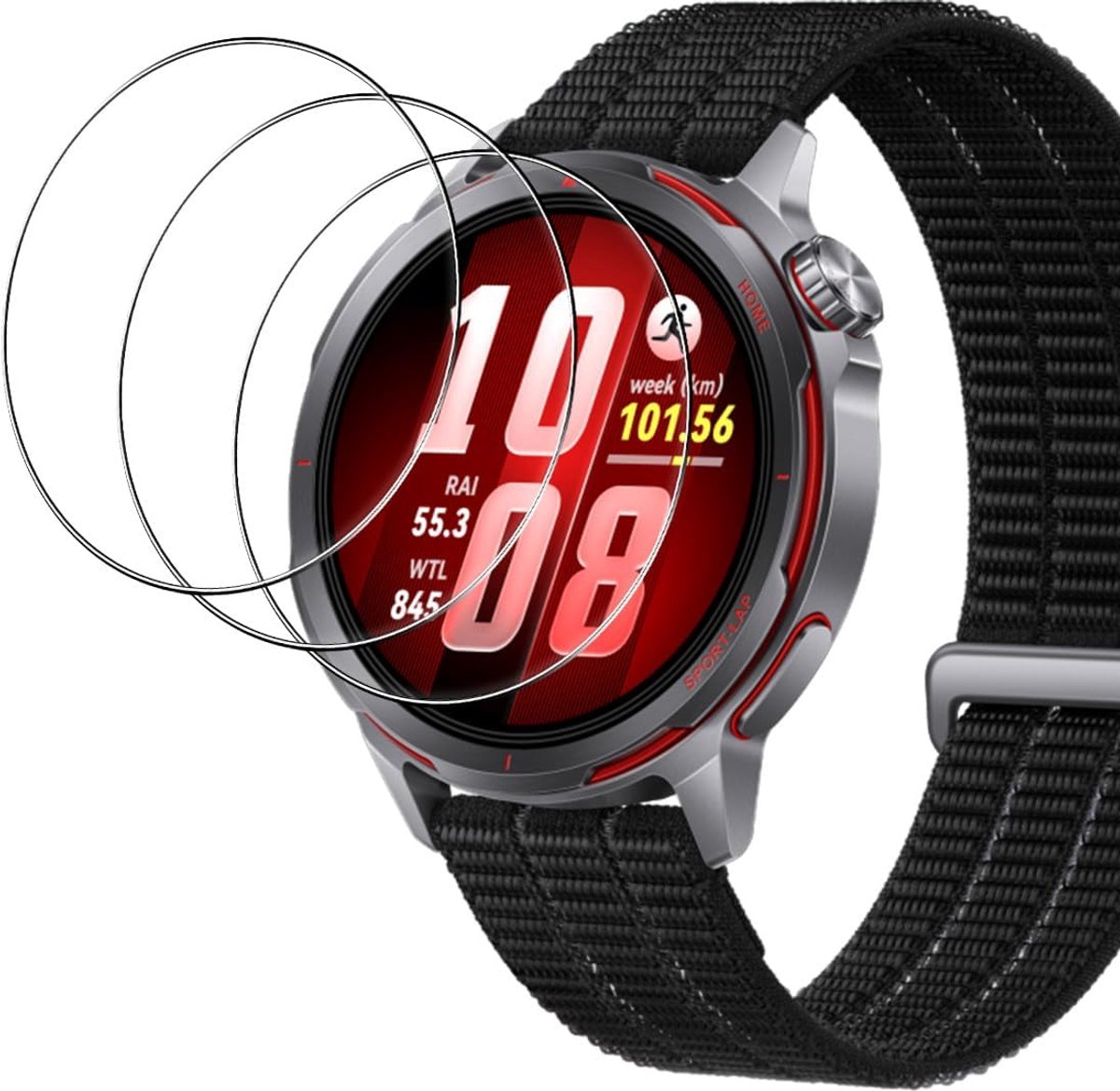Beschermfolie van pantserglas voor Huawei Watch GT Runner 2, waterdichte geharde displaybescherming, 9H glasfolie, HD, krasbestendige displaybeschermfolie, onbreekbaar, zonder luchtbellen, 3
