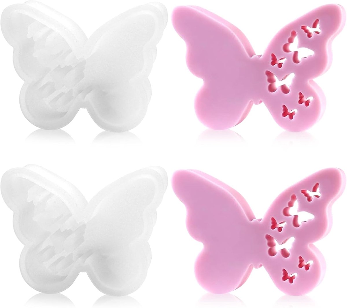 2 stuks siliconen vorm vlinder, doe-het-zelf siliconen gietvorm vlinder, gipsvormen om te gieten vlinder (13,5 x 10 x 2,3 cm)