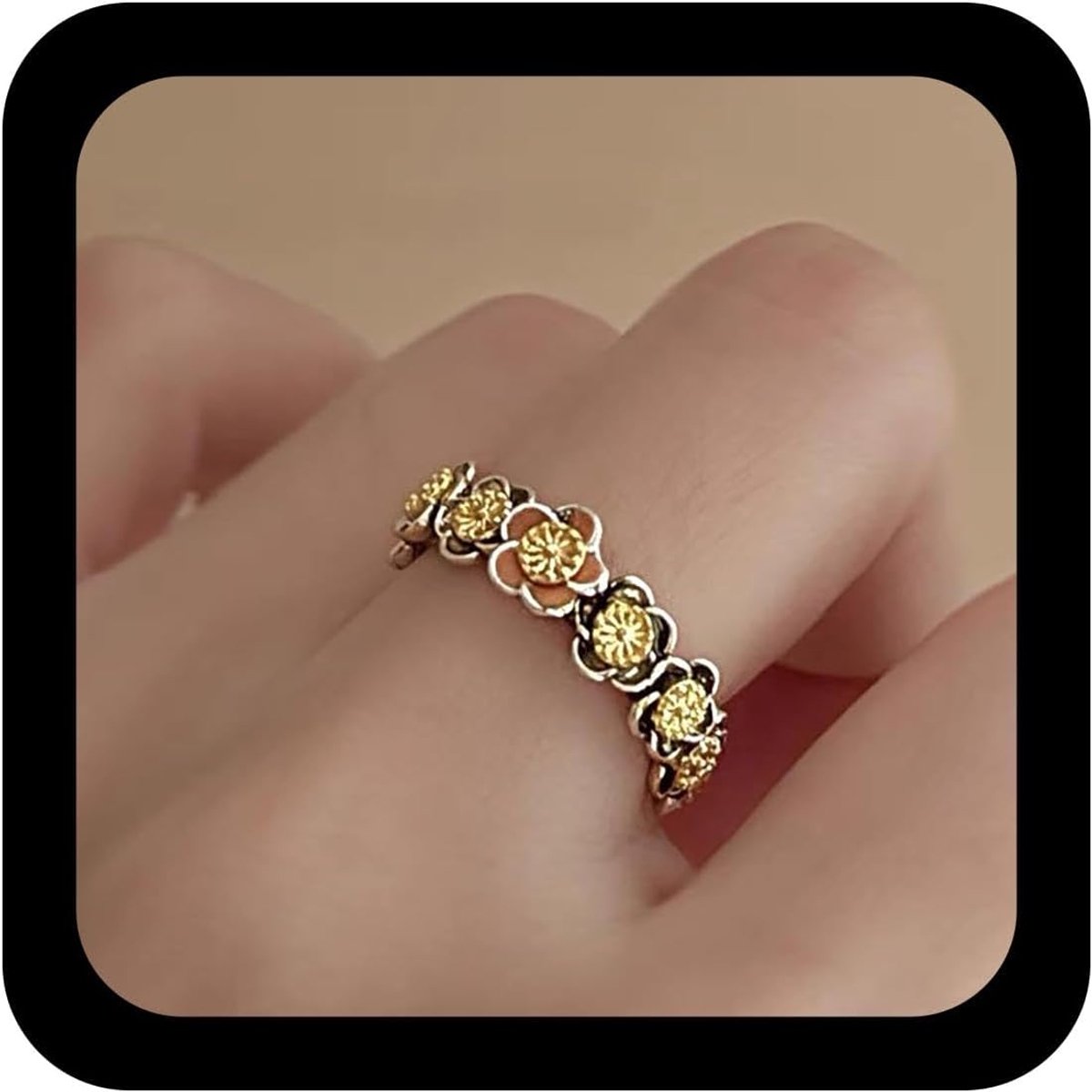 ring, klein, madeliefje, email, bloemen, vingers, open ringen