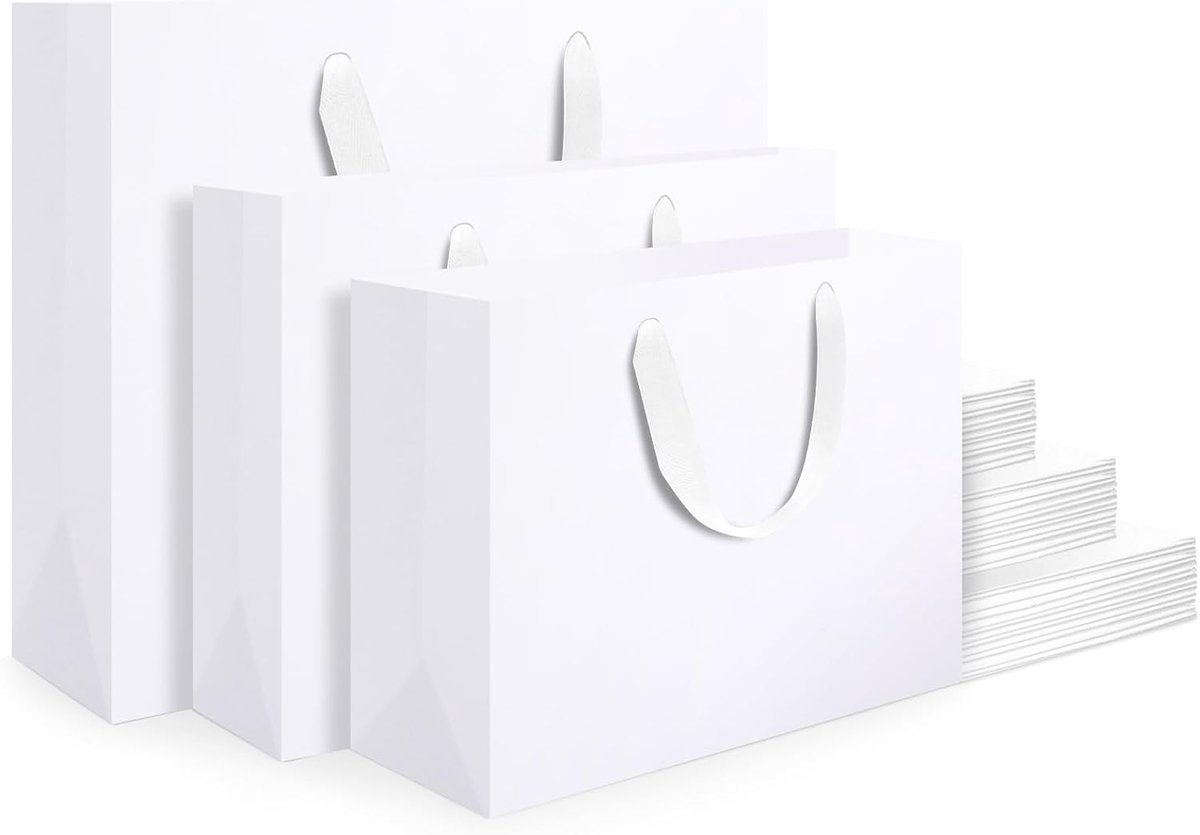 Geschenkzakken Verschillende Maten Set - 30 Stuks Witte Papieren