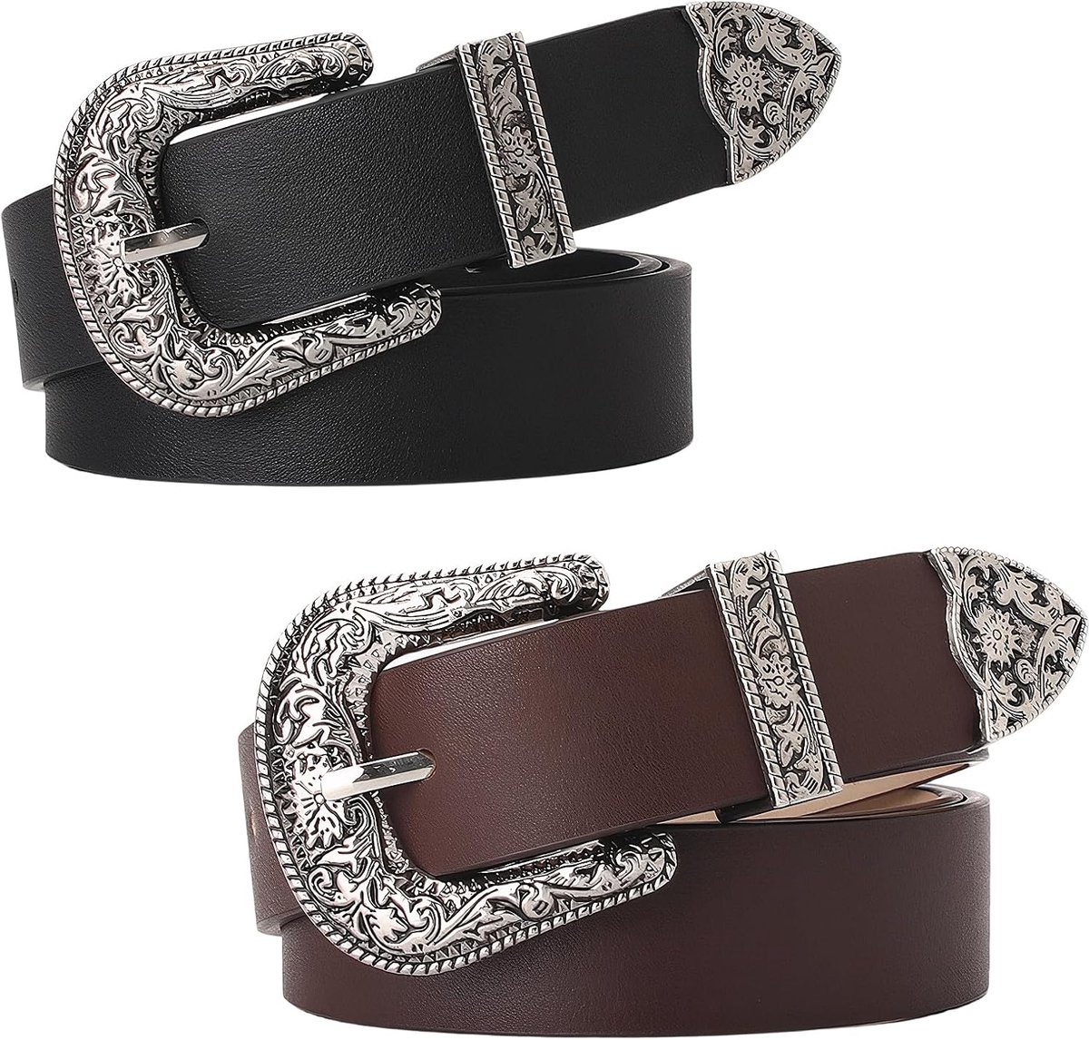 2 stuks dames vintage lederen riem, dames western riem, leren riem