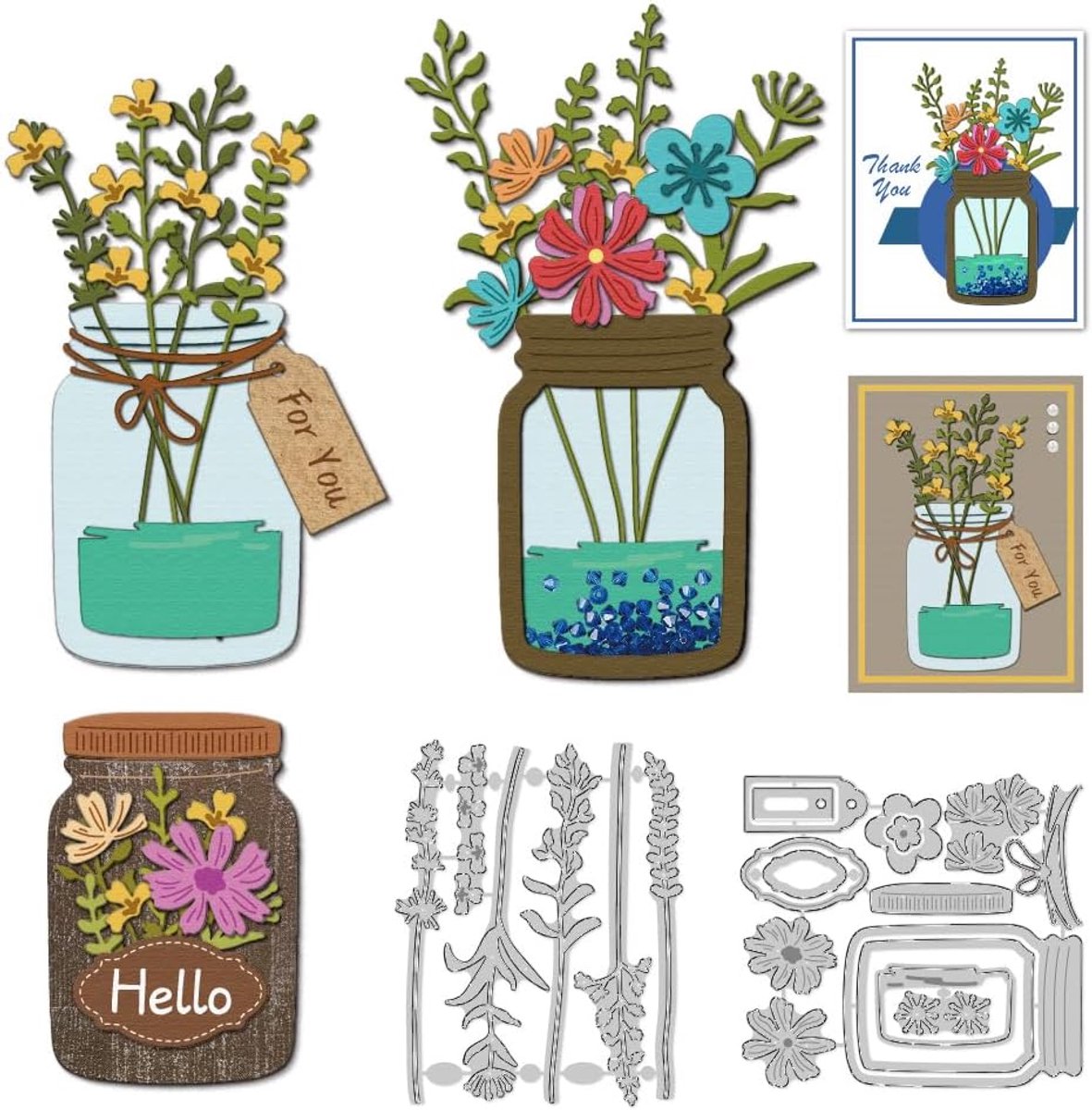 Snijsjablonen In Glas Met Wilde Bloemen Kaarten Maken Sjabloon