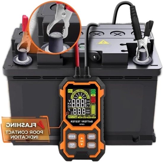 Digitale Accutester - Batterij Tester Auto - Accu's Controleren - 12V en 24V Systemen - 8-30V - Zwart