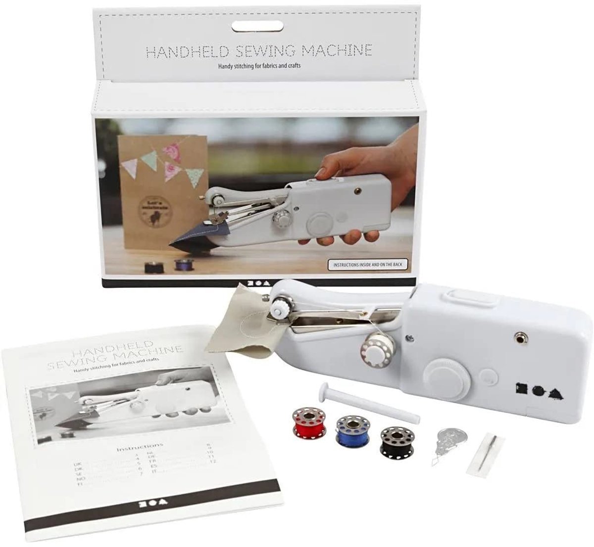 SnelShoppen - Handheld Naaimachine 20,5 cm Wit - Draagbare Naai-machine voor Thuis, Reizen, Feest en Creatieve Projecten - Compact en Gebruiksvriendel