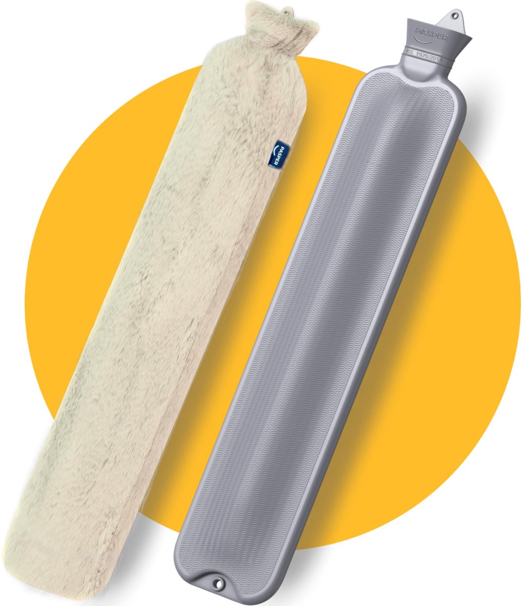 SnelShoppen - XXL Warmwaterkruik Groot 3,5 Liter met Overtrek, Naadloze Uitvoering, Wollig Beige, Warmwaterkruik XL voor Baby's, Kinderen en Volwassen