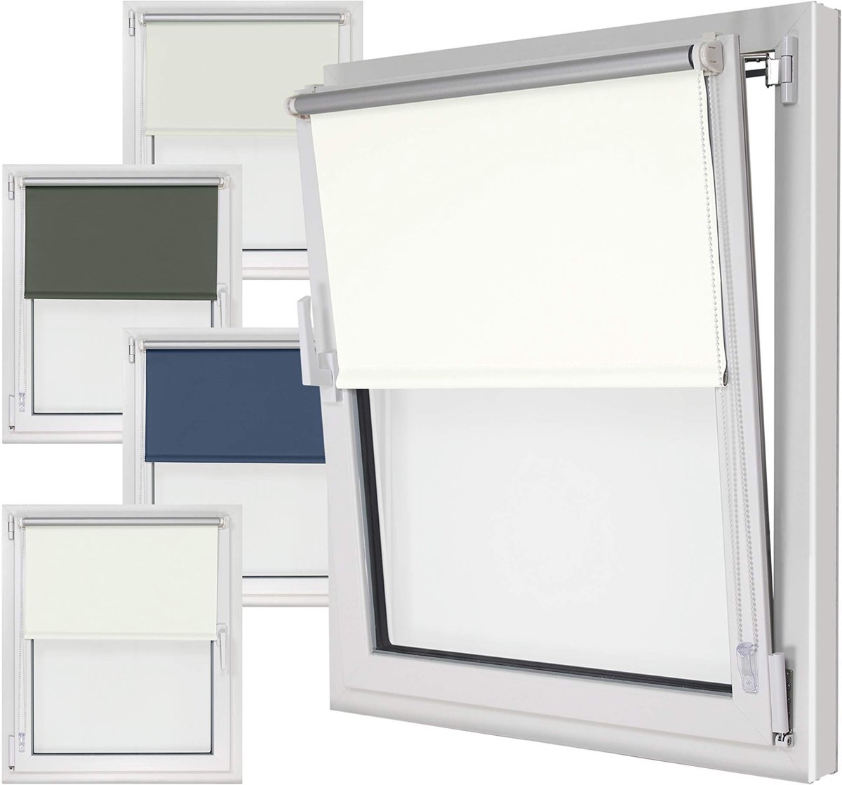 Omgoods - Blackout Rolgordijn Side Pull in 4 Kleuren en 6 Maten, 140 x 150 cm, Wit