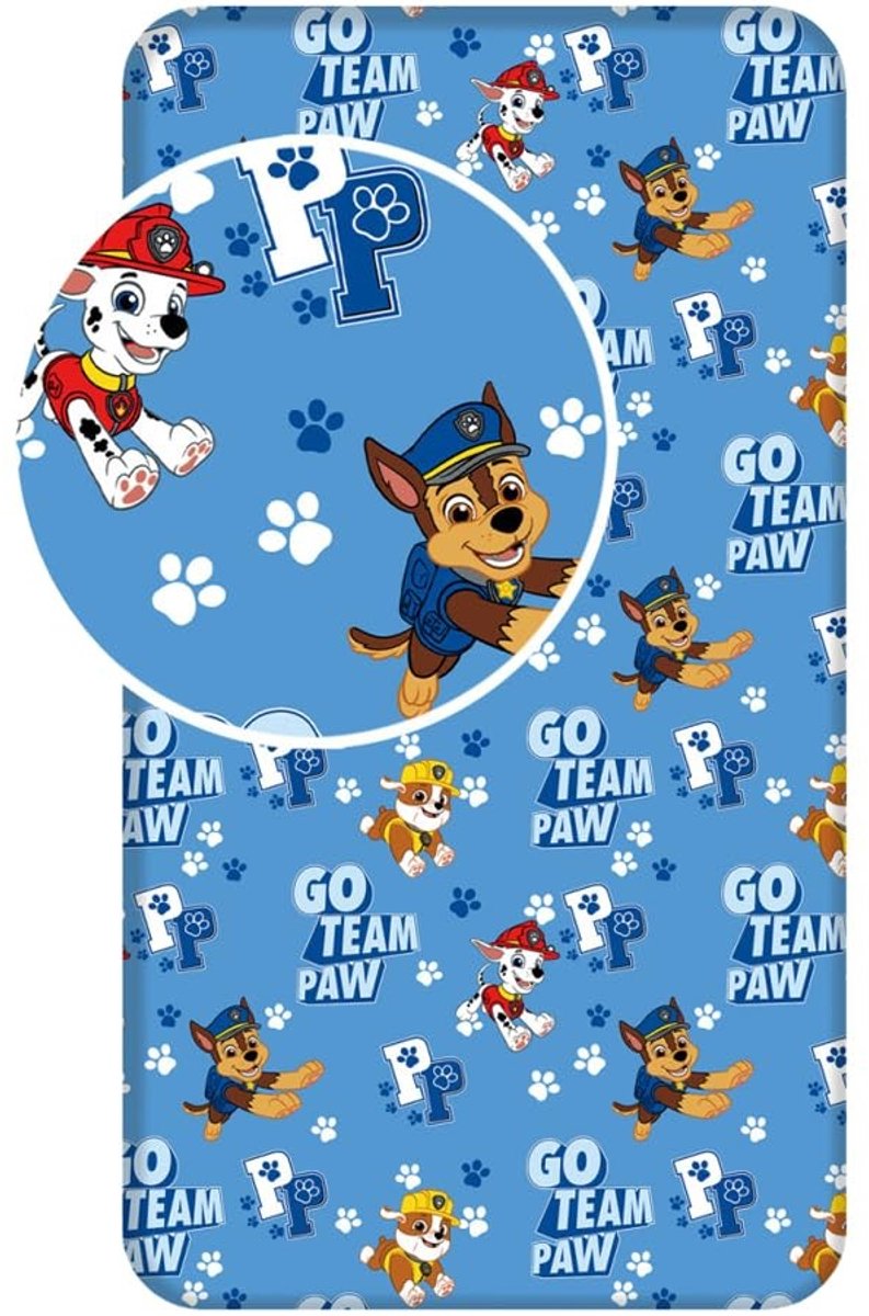 Omgoods - Fitted Sheet Paw Patrol 90 x 200 cm - 100% Katoen voor Eenpersoonsbed