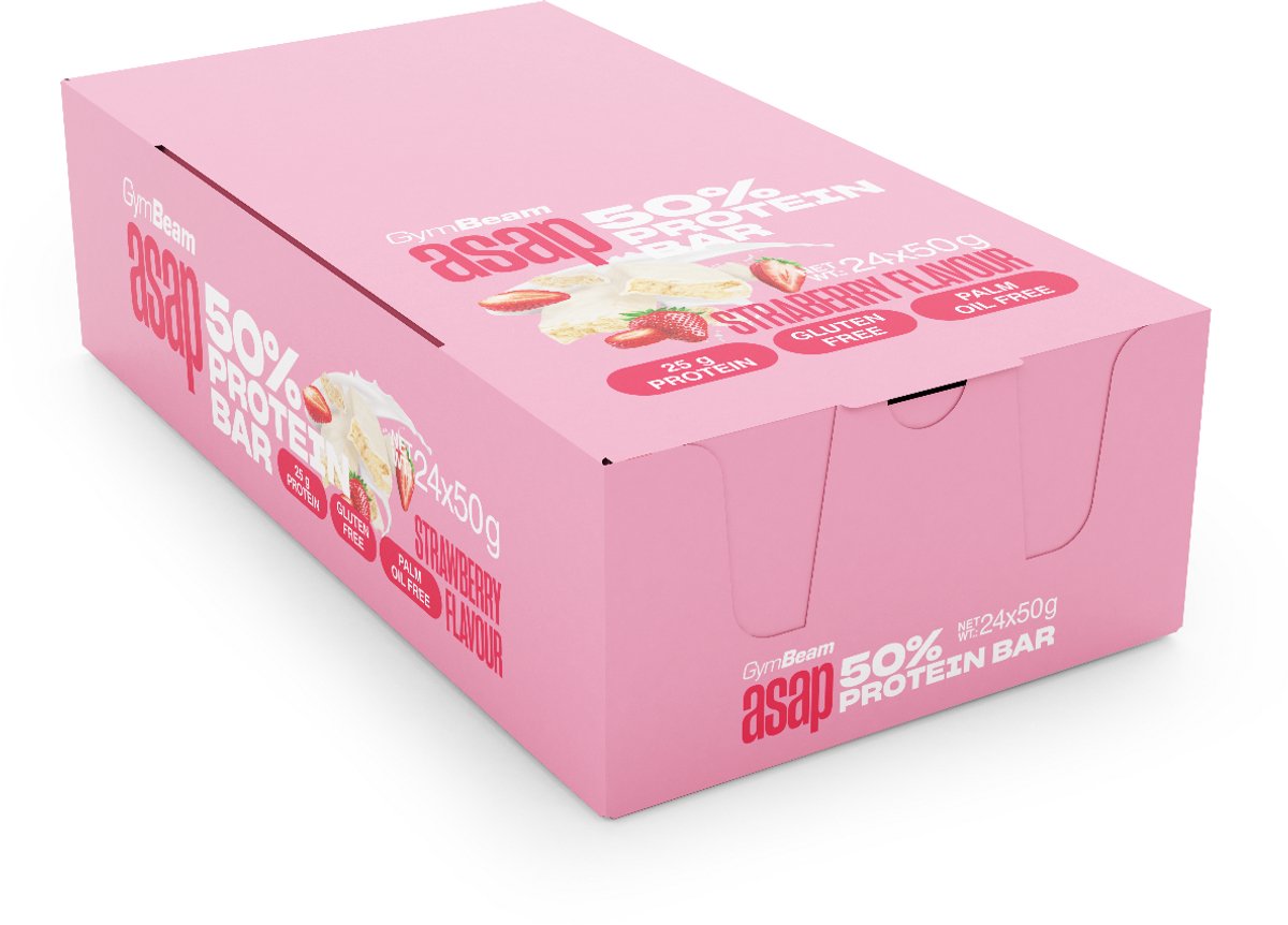GymBeam ASAP 50% Eiwitreep 24 x 50 g aardbei