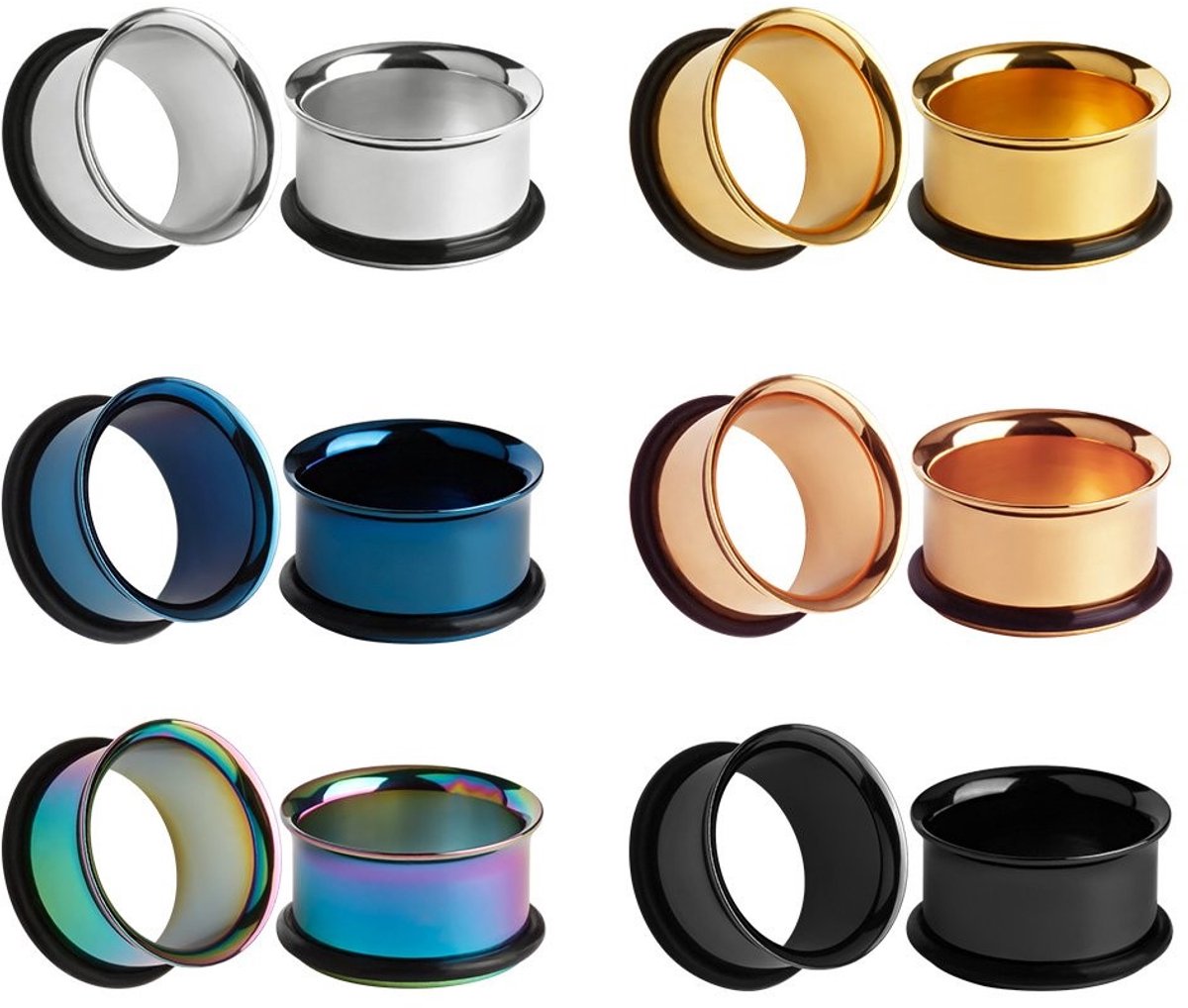 Omgoods - Set van 12 Kleurrijke O-Ring Oorplugs - Perfect voor Piercings