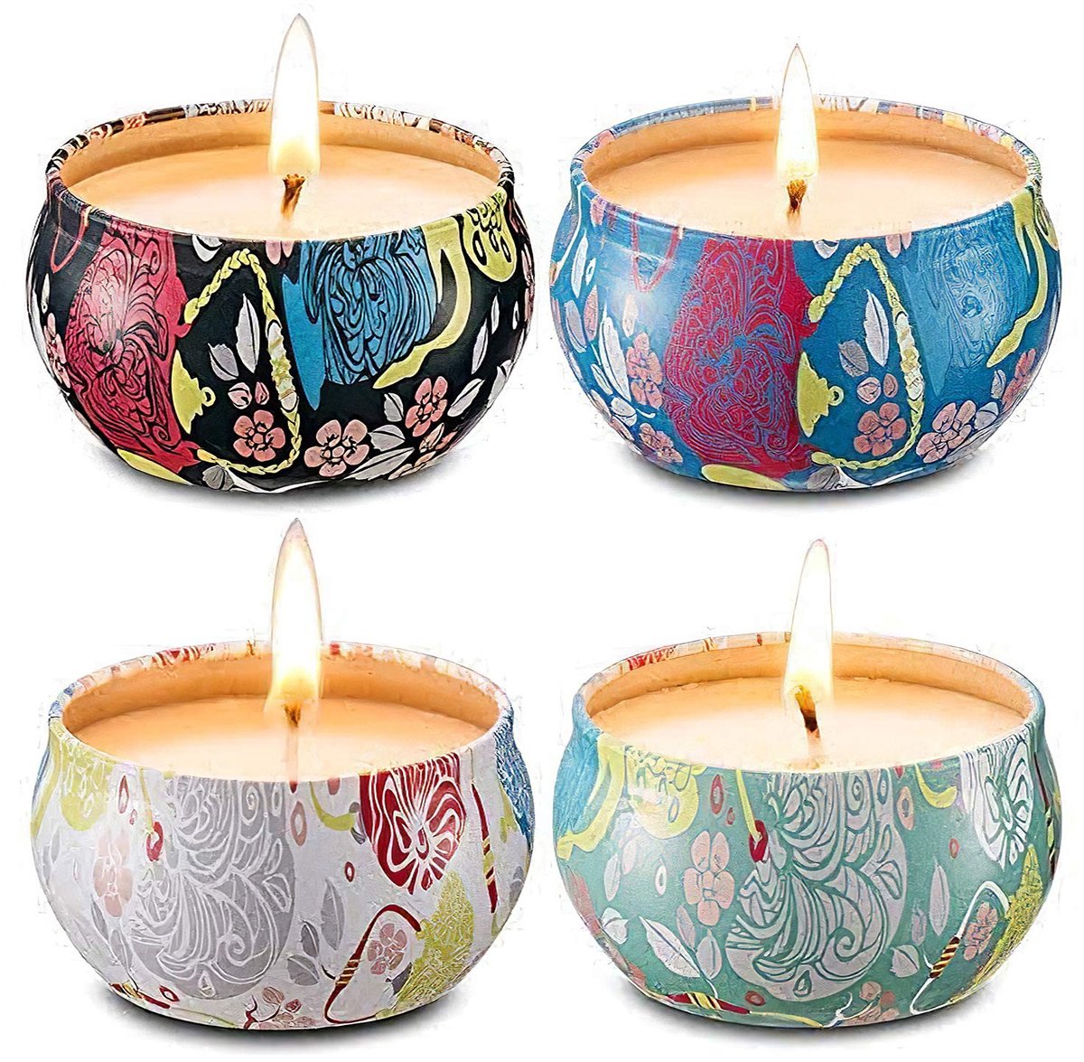 Omgoods - Geurkaarsen Set van 4 - Jasmijn, Lotus, Lilac en Witte Gardenia