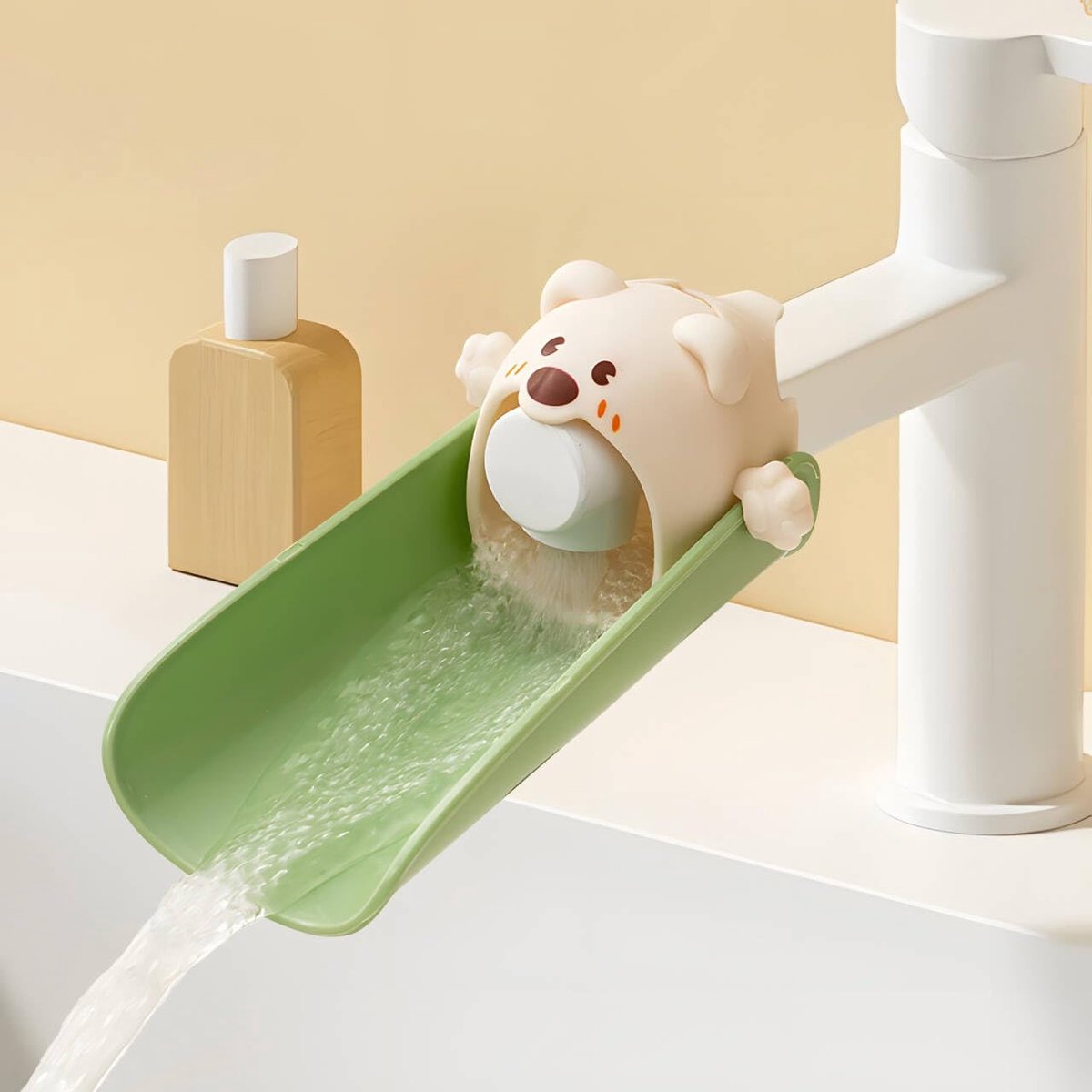 Ulisem - Kraanverlengstuk Kinderen – Siliconen Kraanverlenger voor Wastafel – Dieren Design – Handwas Verlenger voor Baby’s & Peuters – Voor Badkamer, Keuken & Badkuip – Groen Beer