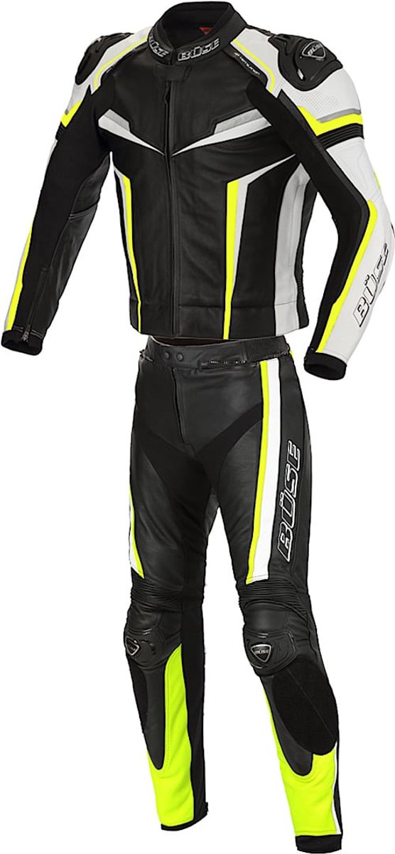Büse Mille Zwart Wit Geel 2-Delig Motorpak - Racepak