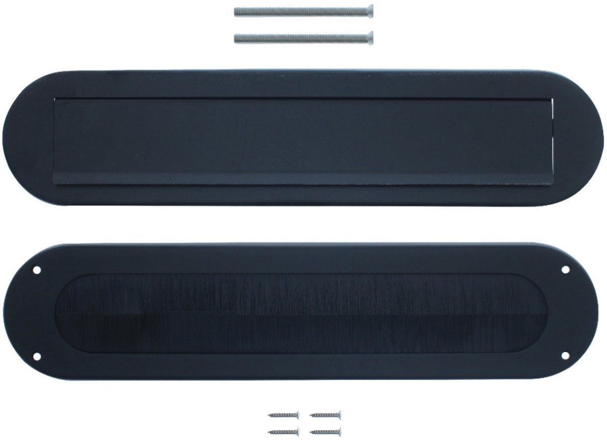 Intersteel Set briefplaat en tochtwering ovaal structuur zwart