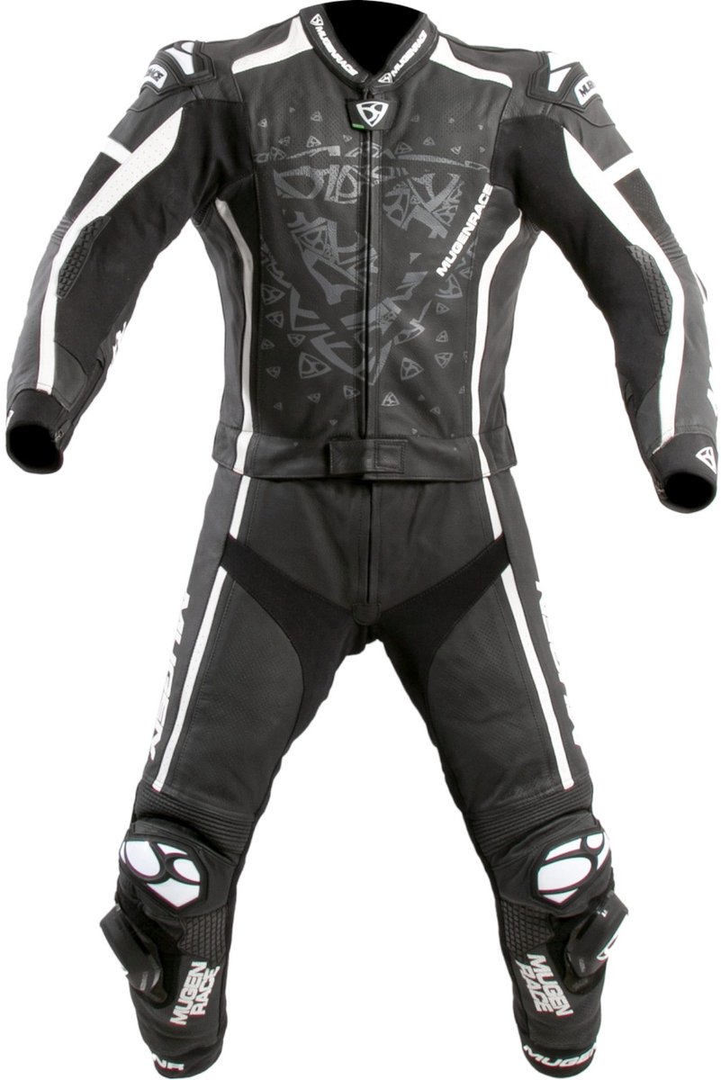 MUGENRACE RC-Viale Due Zwart Wit Geperforeerd 2-Delig Motorpak - Racepak