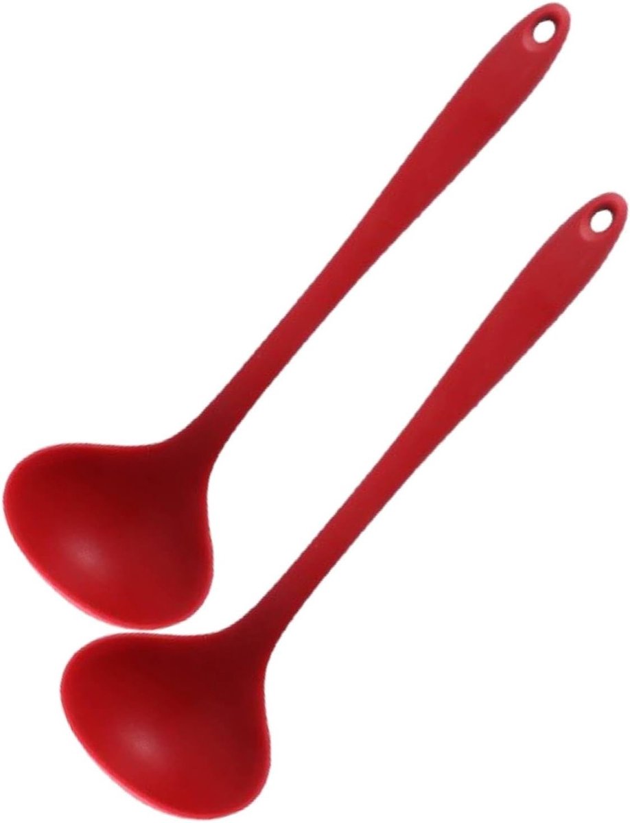 Set van 2 Siliconen Soeplepels met Lange Handgreep, Hittebestendig en Ideaal voor Koken en Serveren, Perfect voor Thuis Diner en Soepen