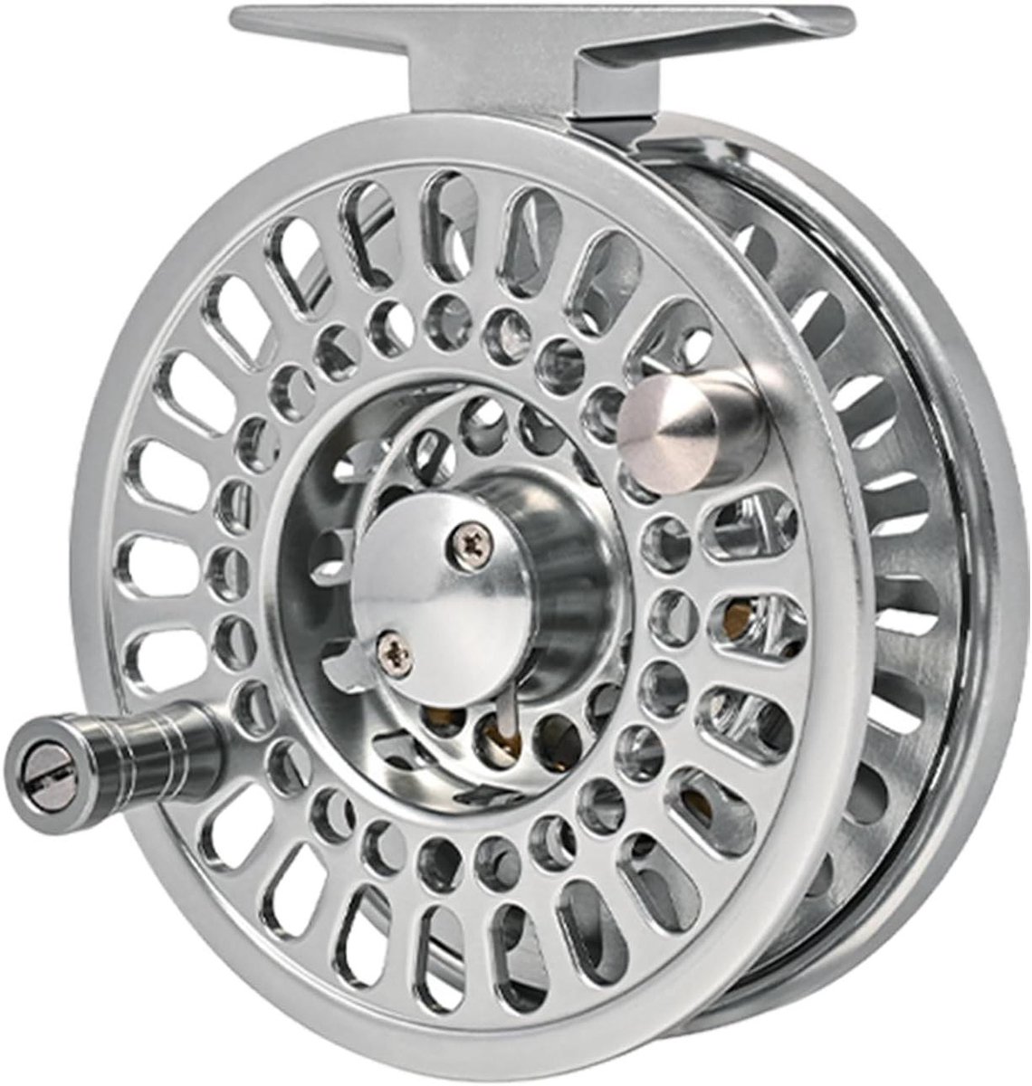 Vliegenreel Aluminium - Vismolen Vliegvissen - Vissen Vangen - Luchtvaart Aluminium - 9.4 cm - Zwart